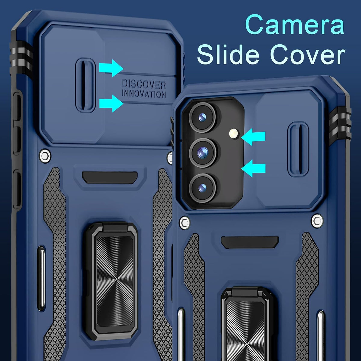 Military-grade shockproof phone case for Samsung Galaxy S25 with sliding camera cover and screen protector (1 piece)