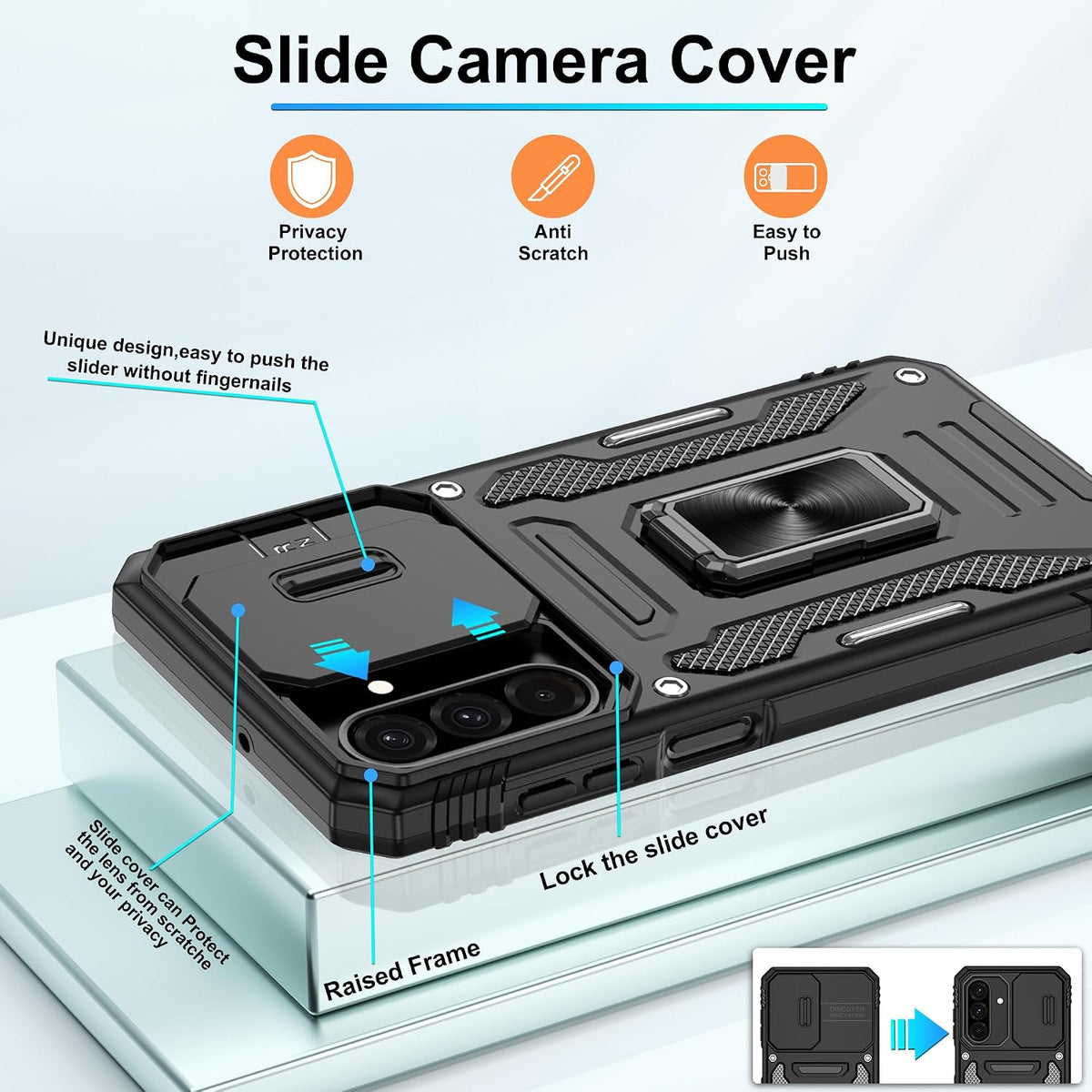 Shockproof phone case for Samsung A26 5G with 2 screen protectors