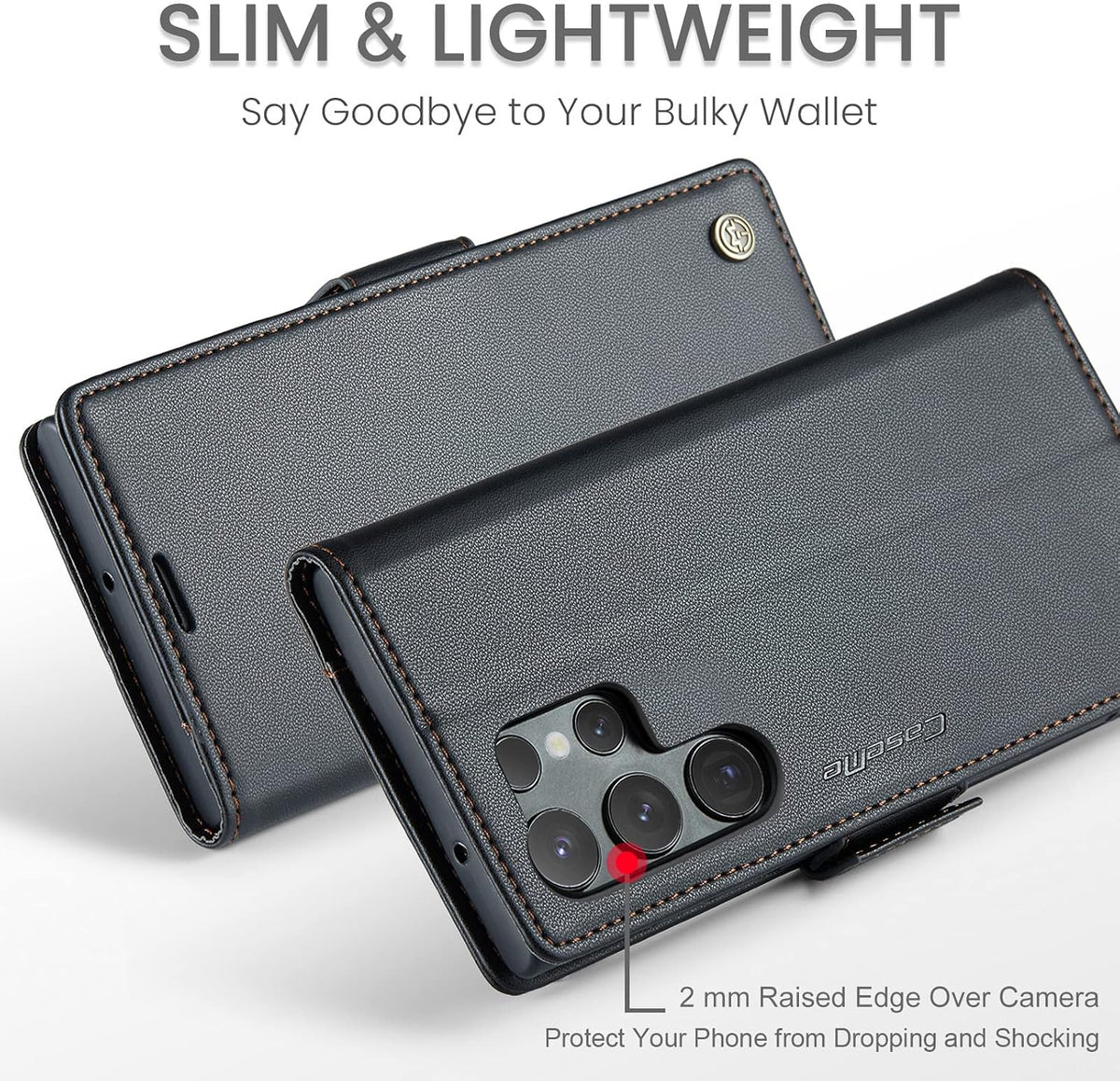 Leather Phone Case for Samsung Galaxy S23 Ultra,  Kickstand Phone Cover