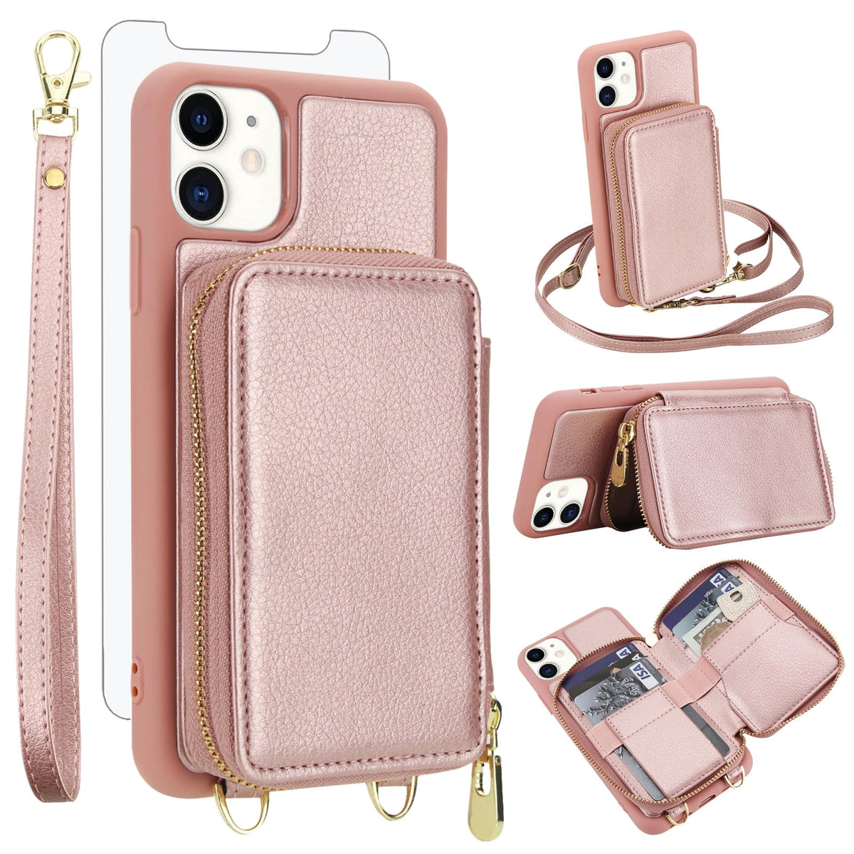 PU+TPU Leather Wallet Case With Screen Protector for iPhone 17 Pro Max