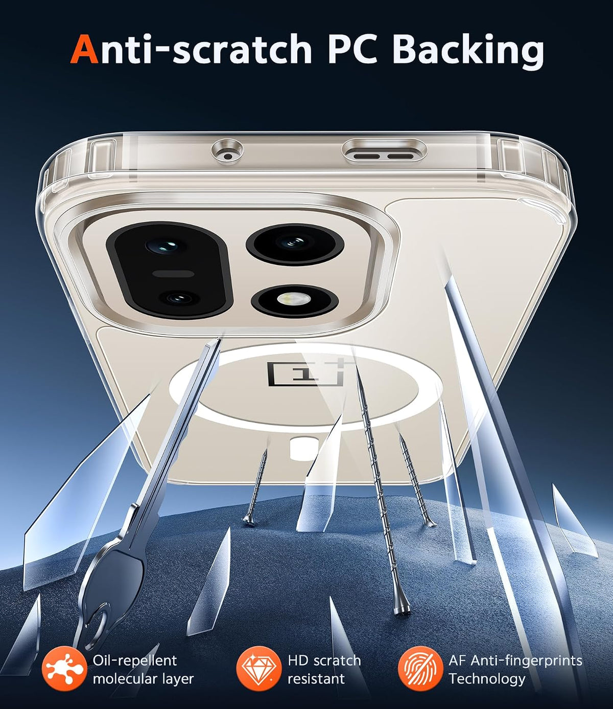Shockproof magnetic clear phone case for OnePlus 15