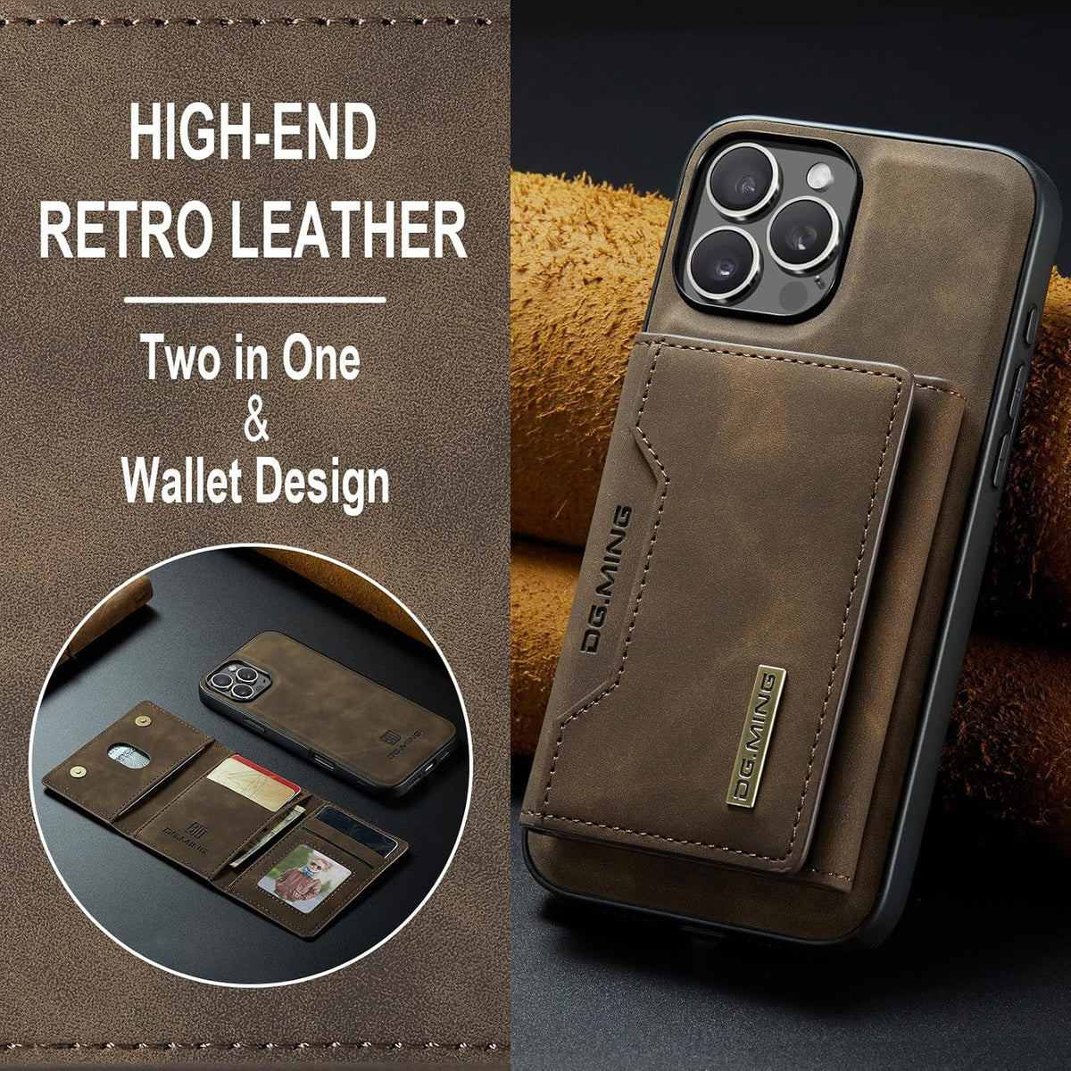 Leather phone case with card slot for iPhone 17 Pro Max
