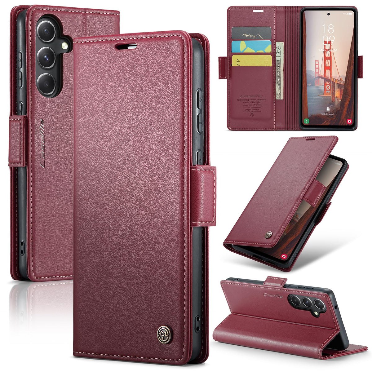 Leather Phone Case for Samsung Galaxy S23 Ultra,  Kickstand Phone Cover