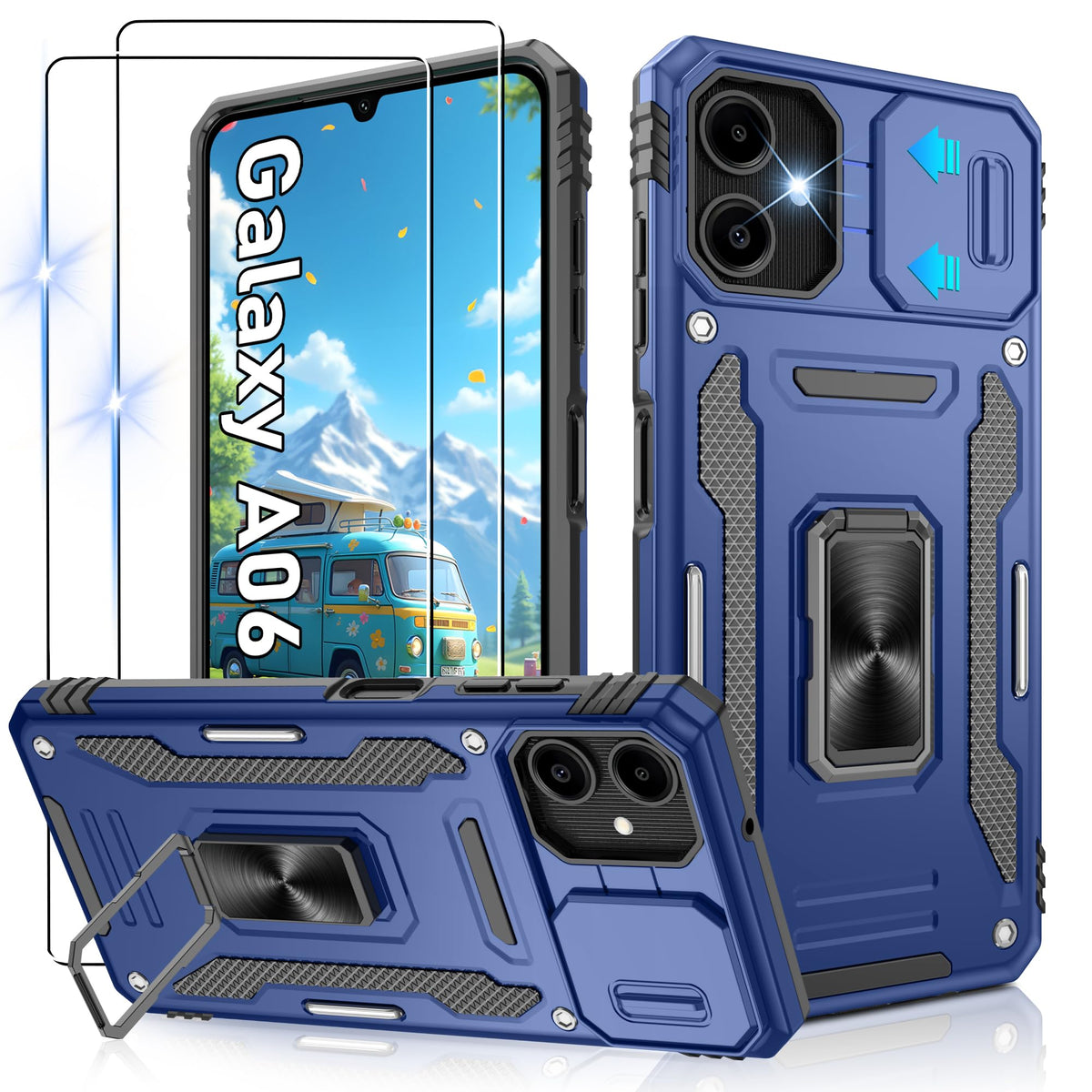 Shockproof phone case for Samsung A26 5G with 2 screen protectors