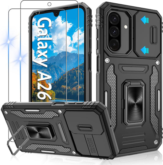 Shockproof phone case for Samsung A26 5G with 2 screen protectors