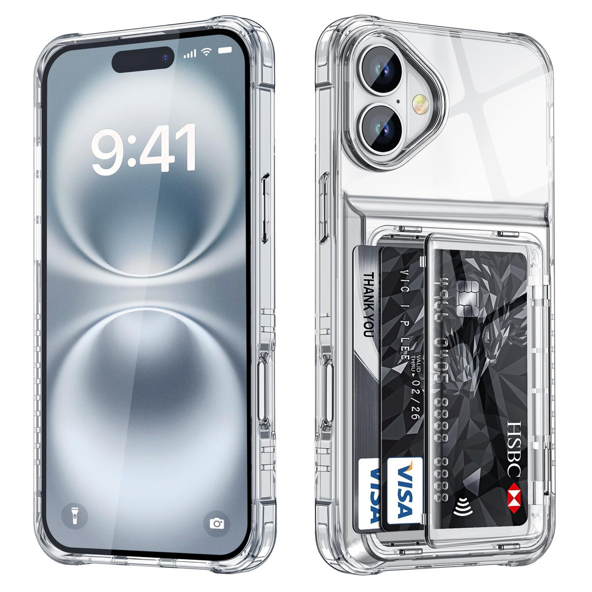 Shockproof hard PC case for iPhone 17 Pro with card slot