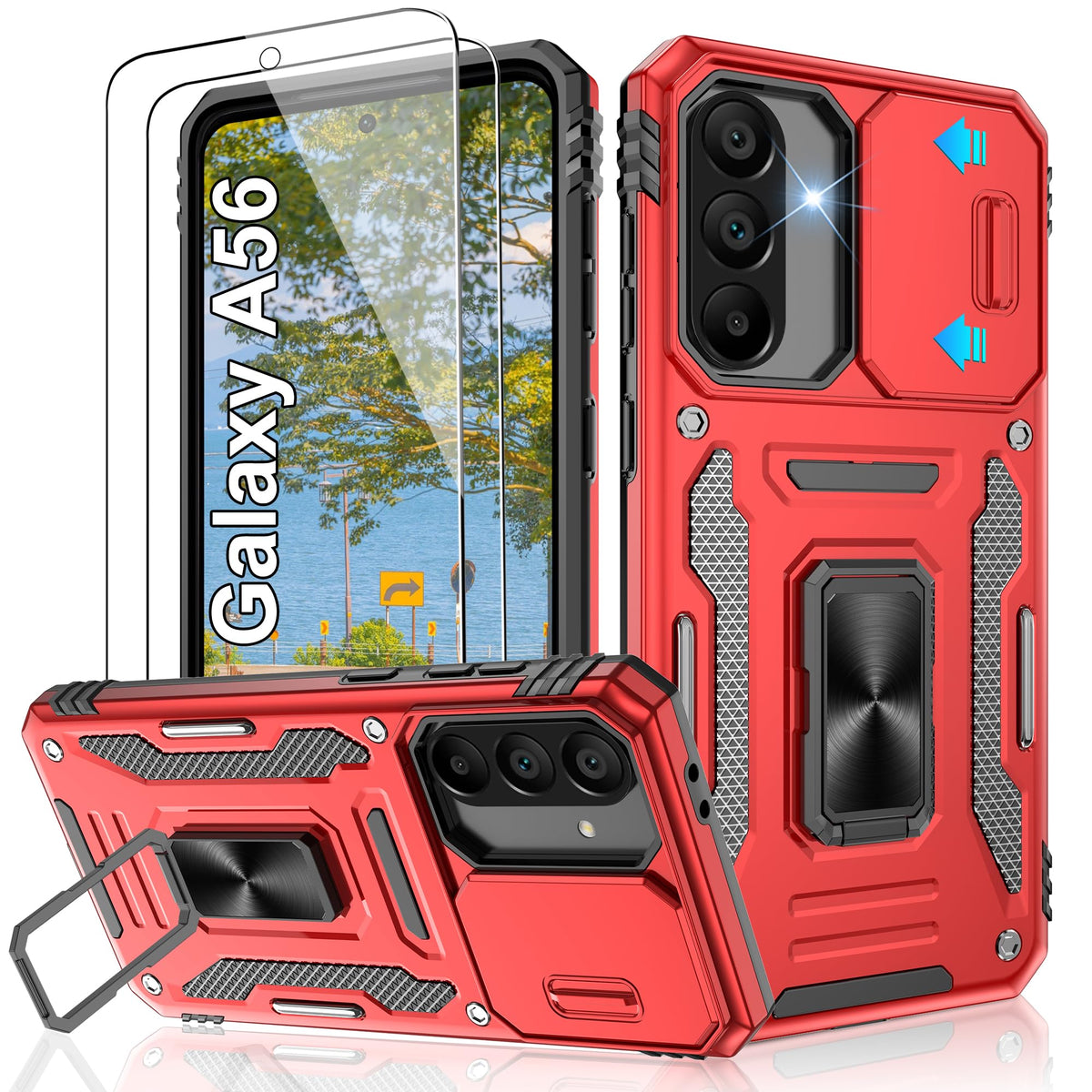Shockproof phone case for Samsung A26 5G with 2 screen protectors