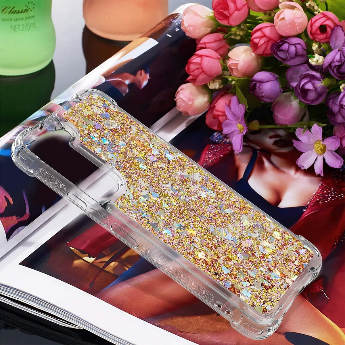 Glitter Transparent TPU Phone Case For Samsung Galaxy S23 Plus 