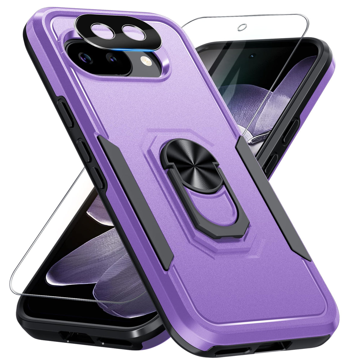 TPU phone case for Google Pixel 10/10 Pro with built-in metal ring holder