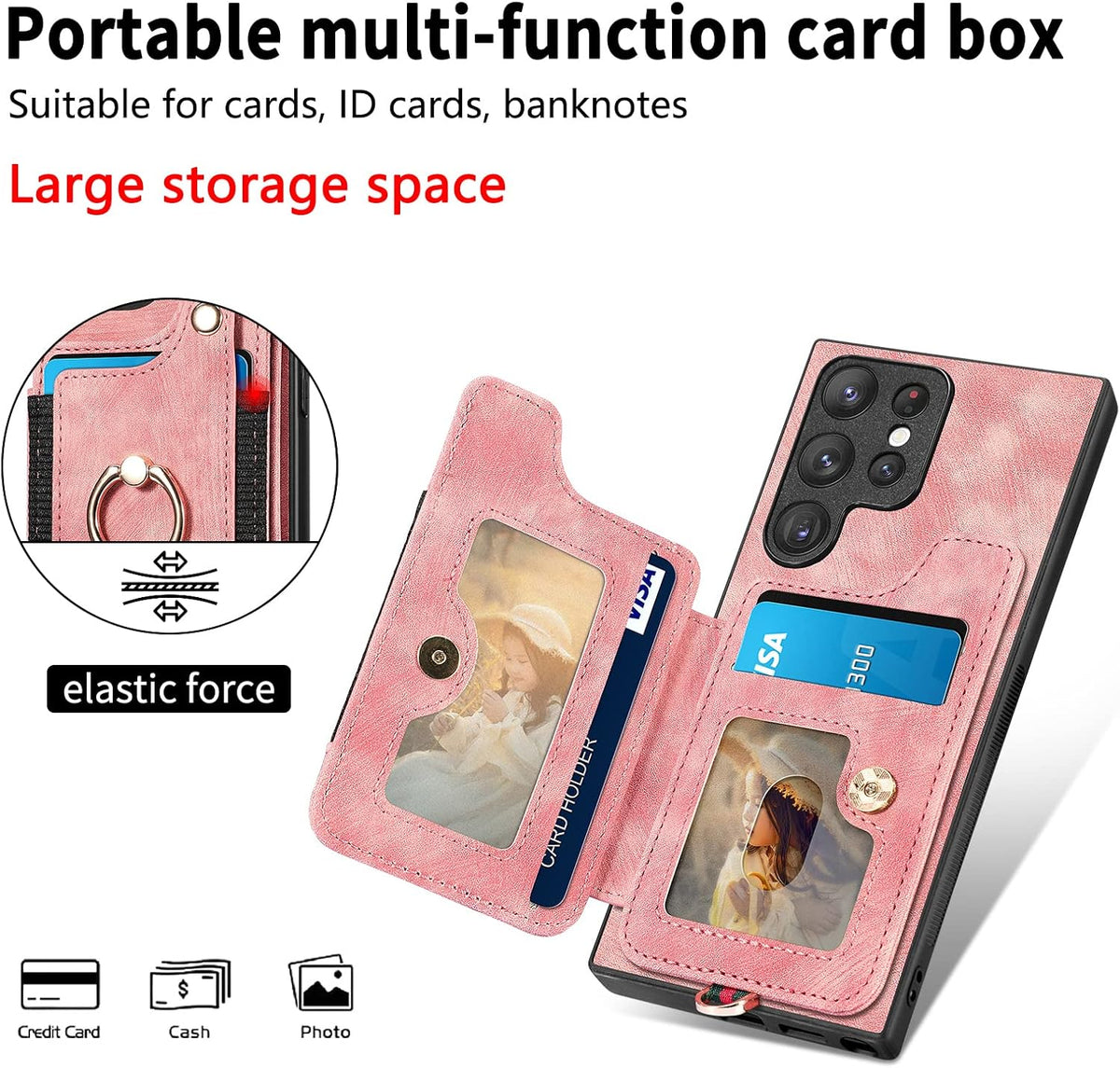 Card Holder phone case for Samsung Galaxy S22 Ultra 5G with screen pr