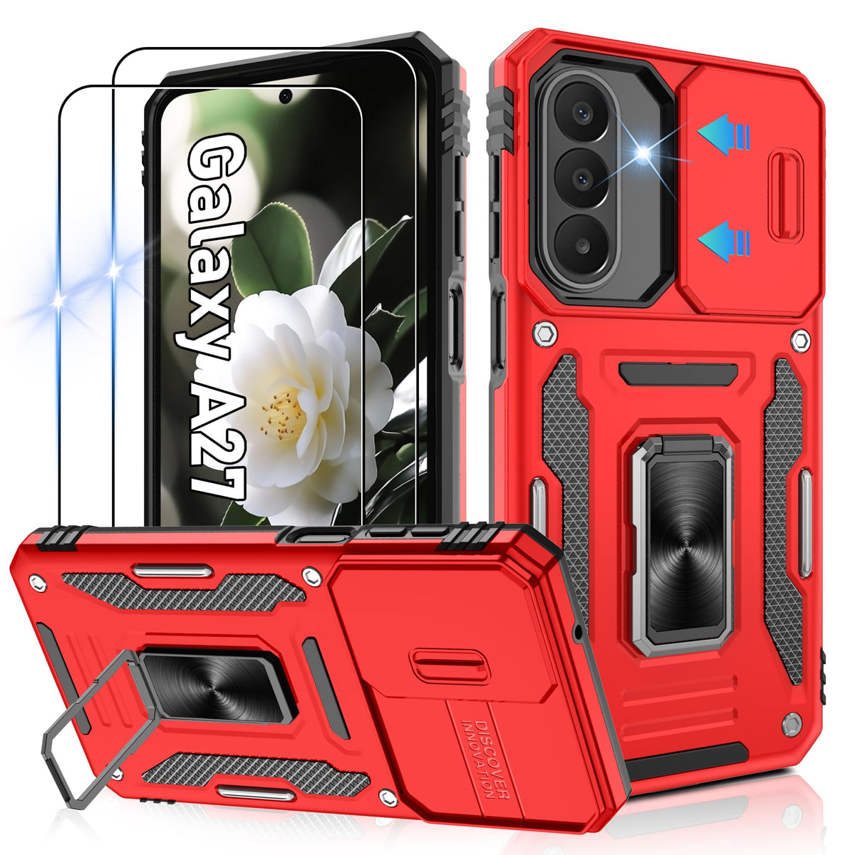 Shockproof phone case for Samsung A26 5G with 2 screen protectors