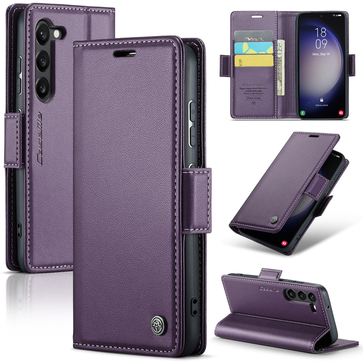 Leather Phone Case for Samsung Galaxy S23 Ultra,  Kickstand Phone Cover