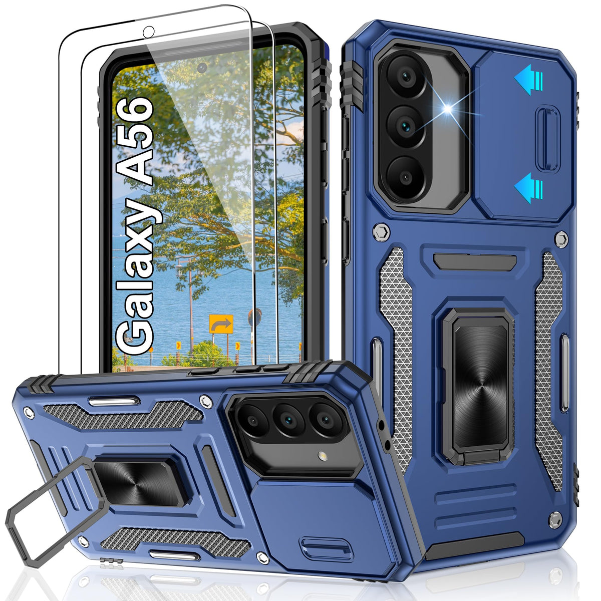 Shockproof phone case for Samsung A26 5G with 2 screen protectors