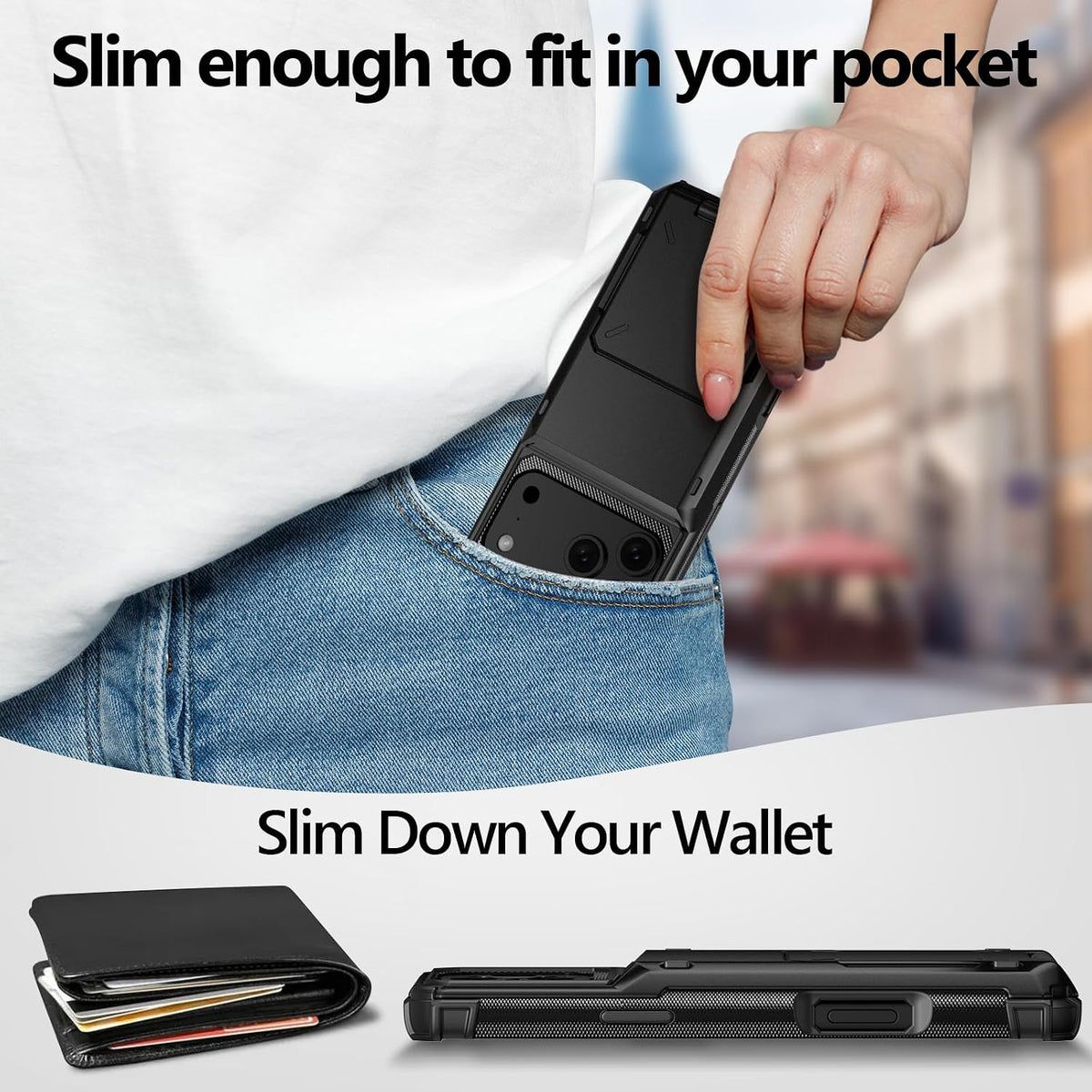 TPU+PC shockproof and drop-proof phone case with card slot for iPhone 17 Pro