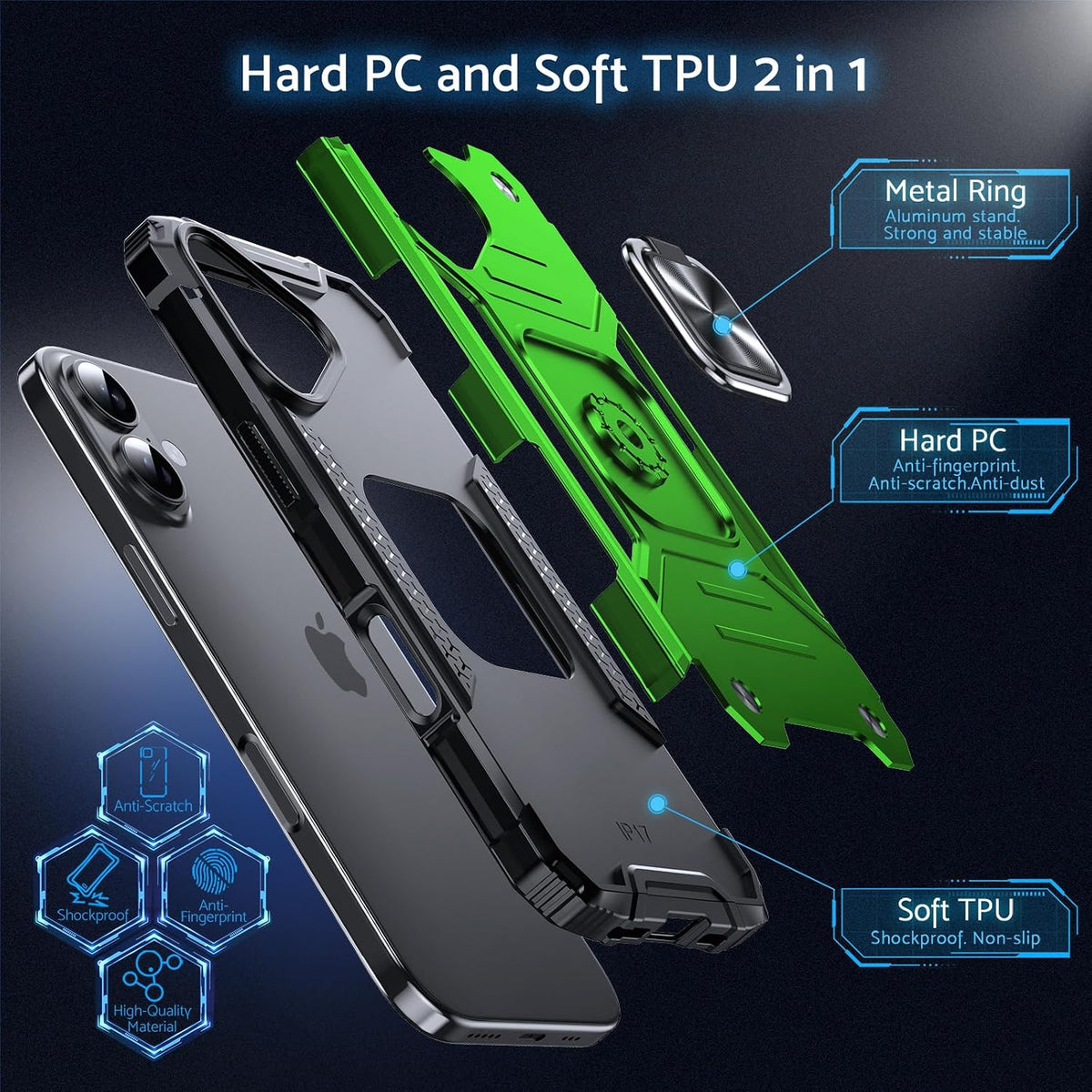 Military-grade shockproof phone case for iPhone 17