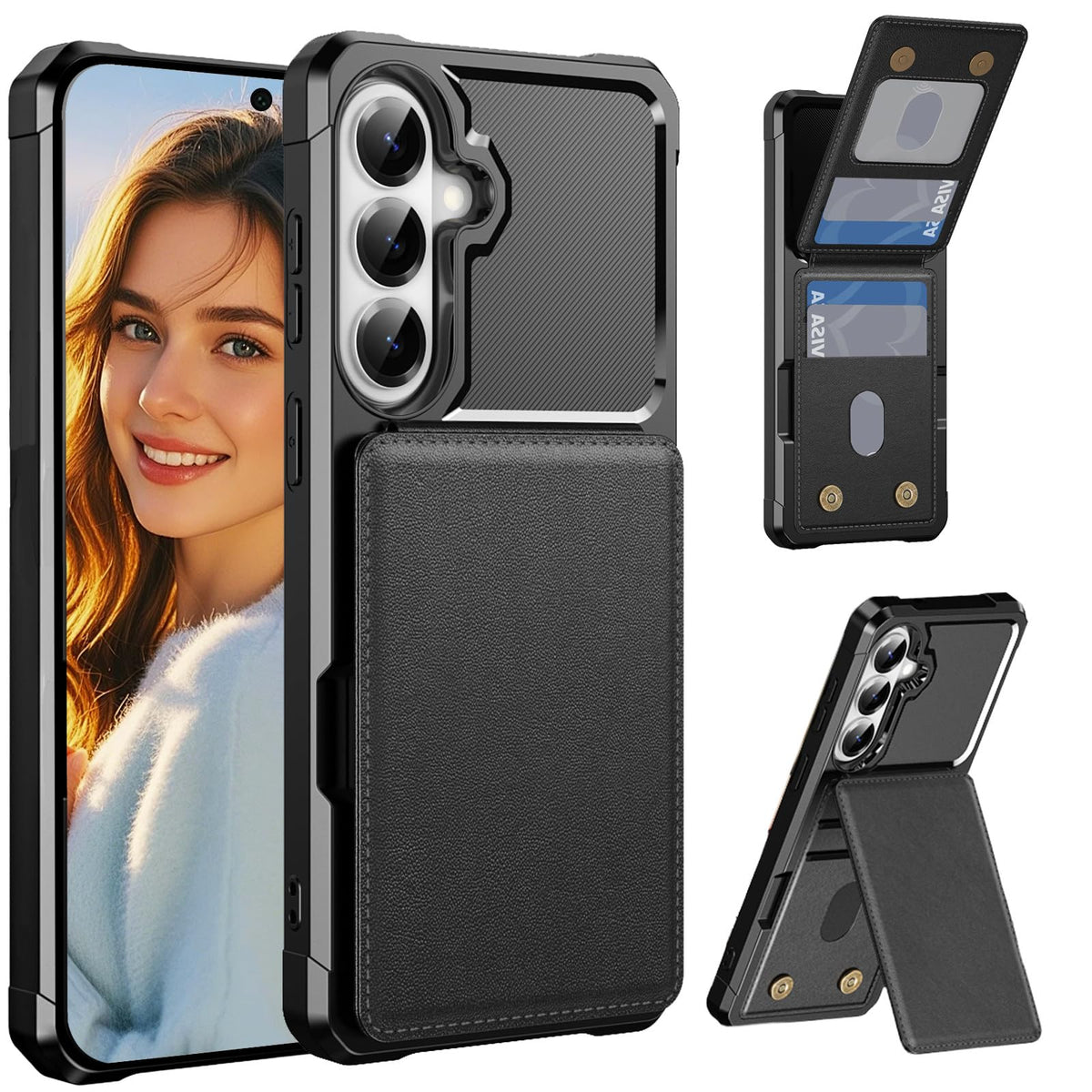 Flip wallet case for Samsung Galaxy A17, military-grade shockproof, with stand
