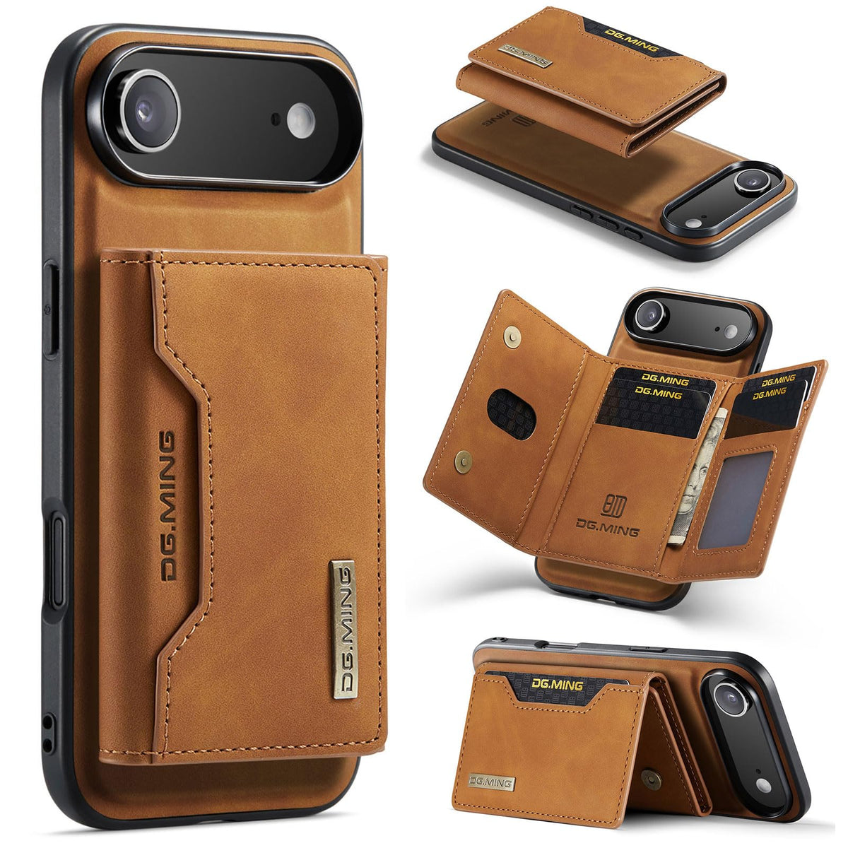 Leather phone case with card slot for iPhone 17 Pro Max