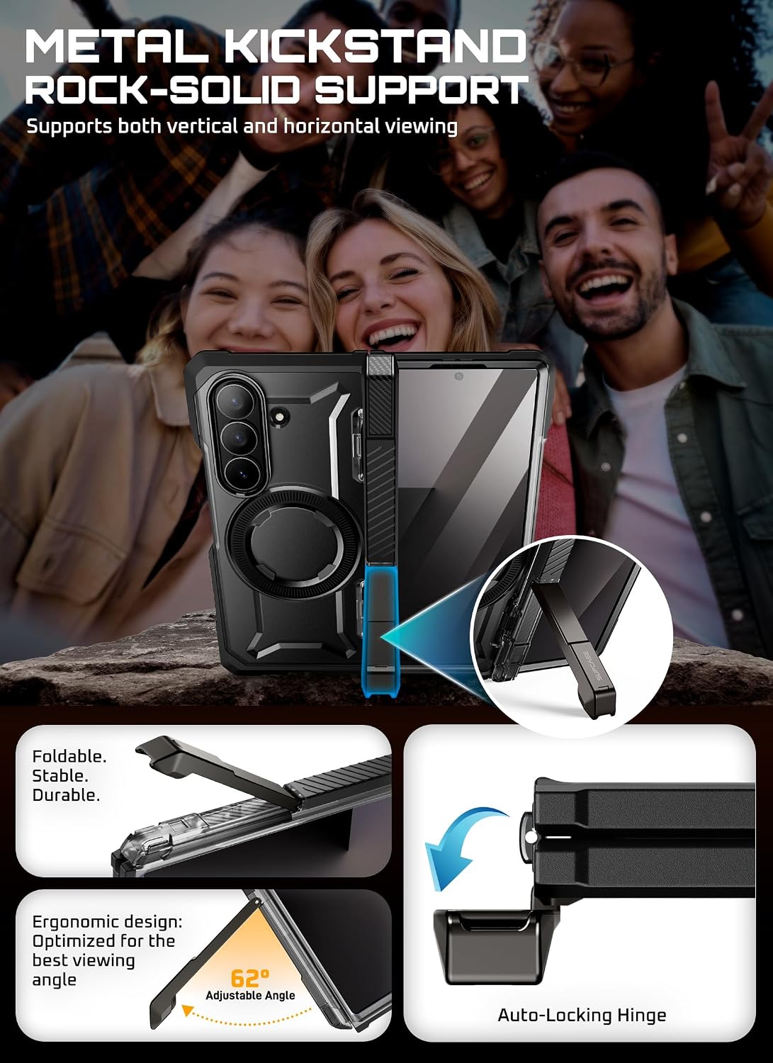 Compatible with Samsung Galaxy Z Fold 7, [MagnSafe compatible] [Built-in tempered glass screen protector] [Hinge protection] Military-grade drop-proof phone case