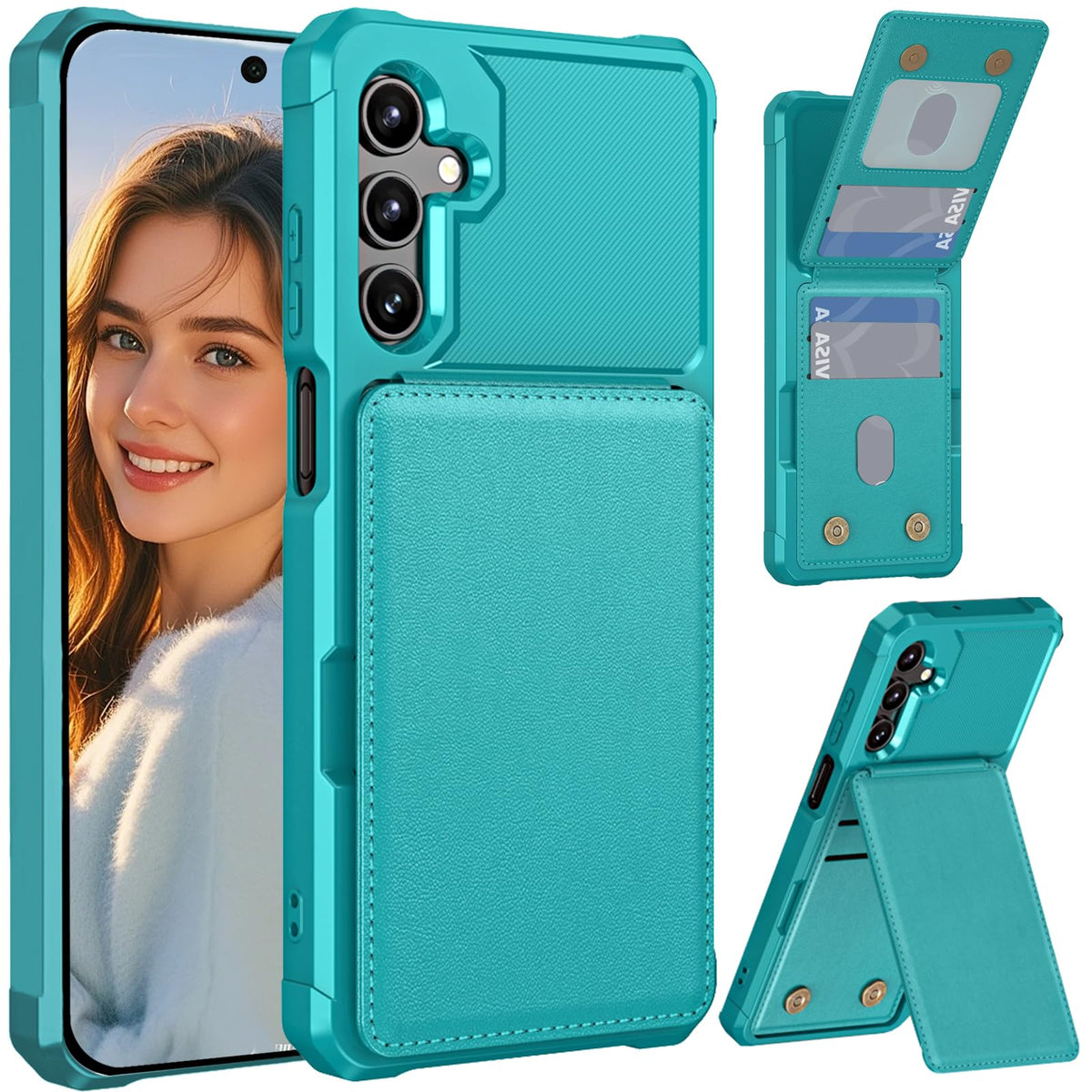 Flip wallet case for Samsung Galaxy A17, military-grade shockproof, with stand