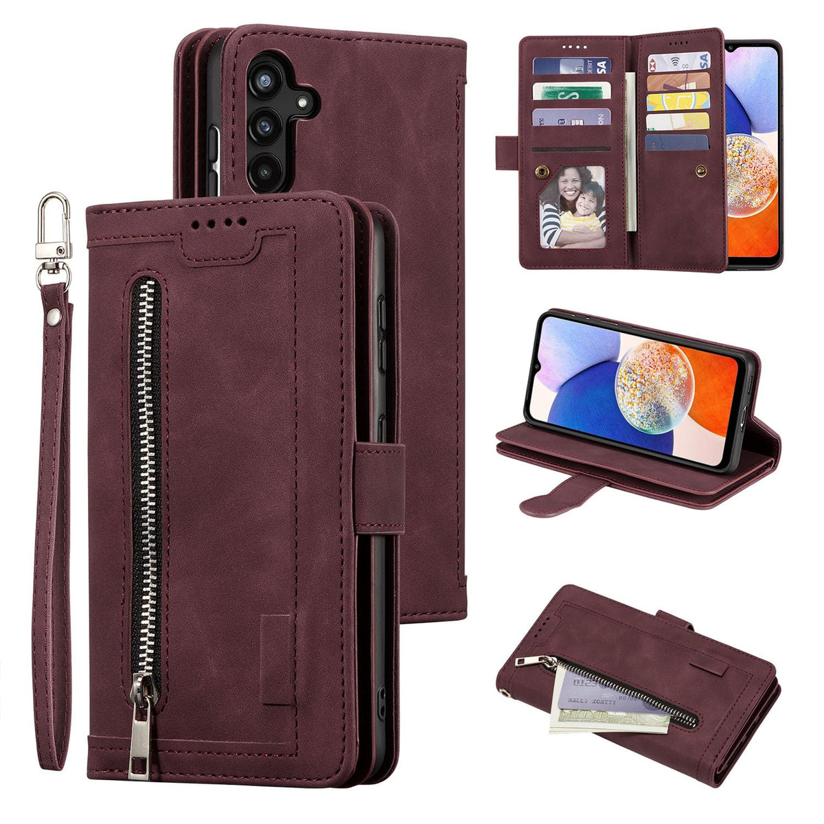 Wallet-style leather phone case for Samsung Galaxy S26 Ultra, retro style