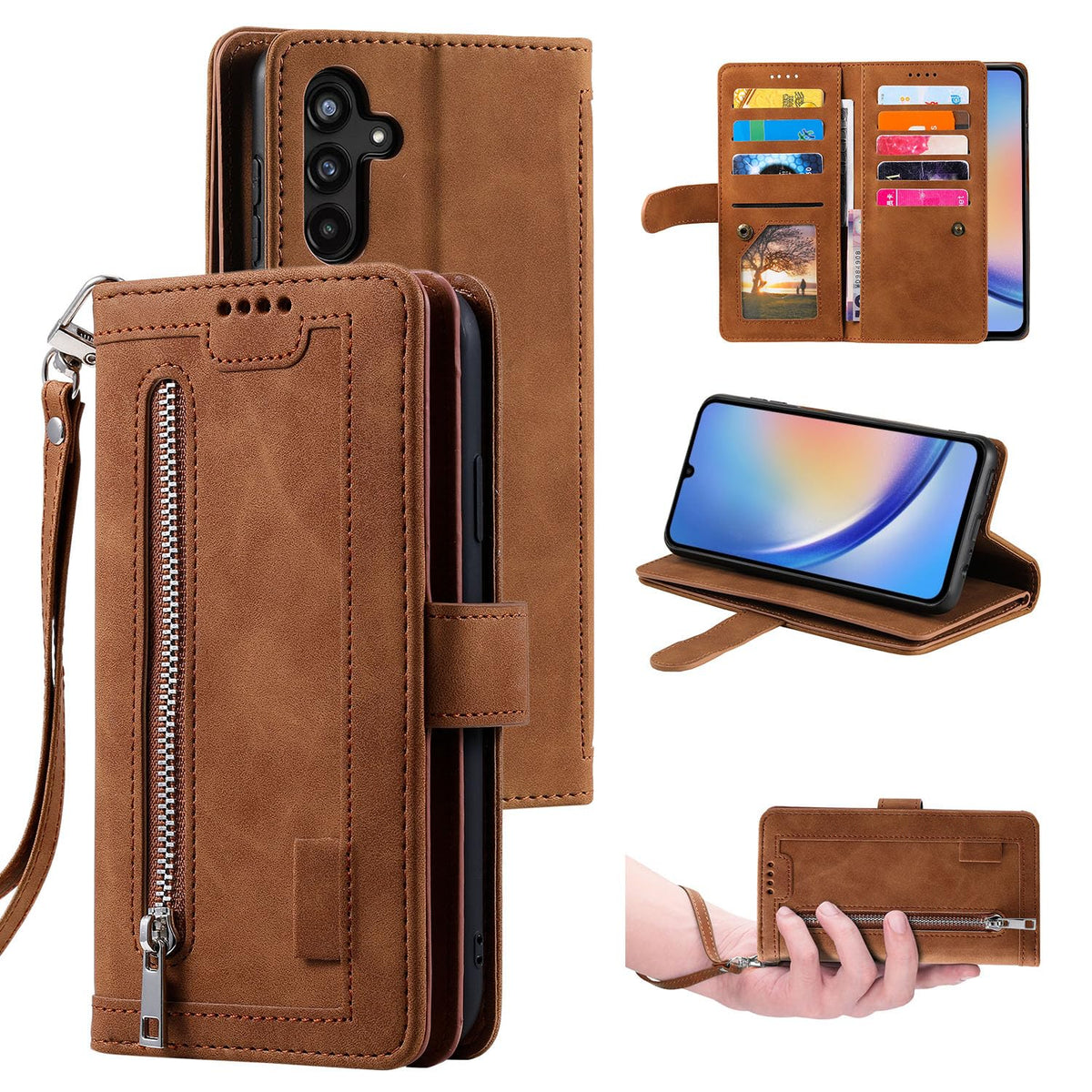 Wallet-style leather phone case for Samsung Galaxy S26 Ultra, retro style