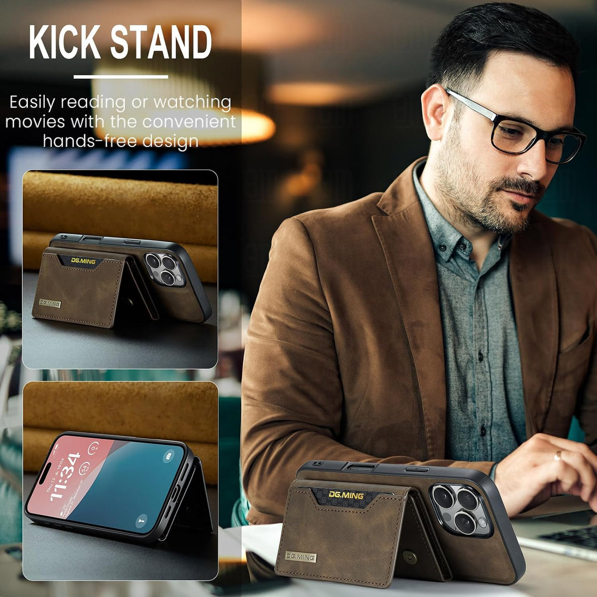 Leather phone case with card slot for iPhone 17 Pro Max