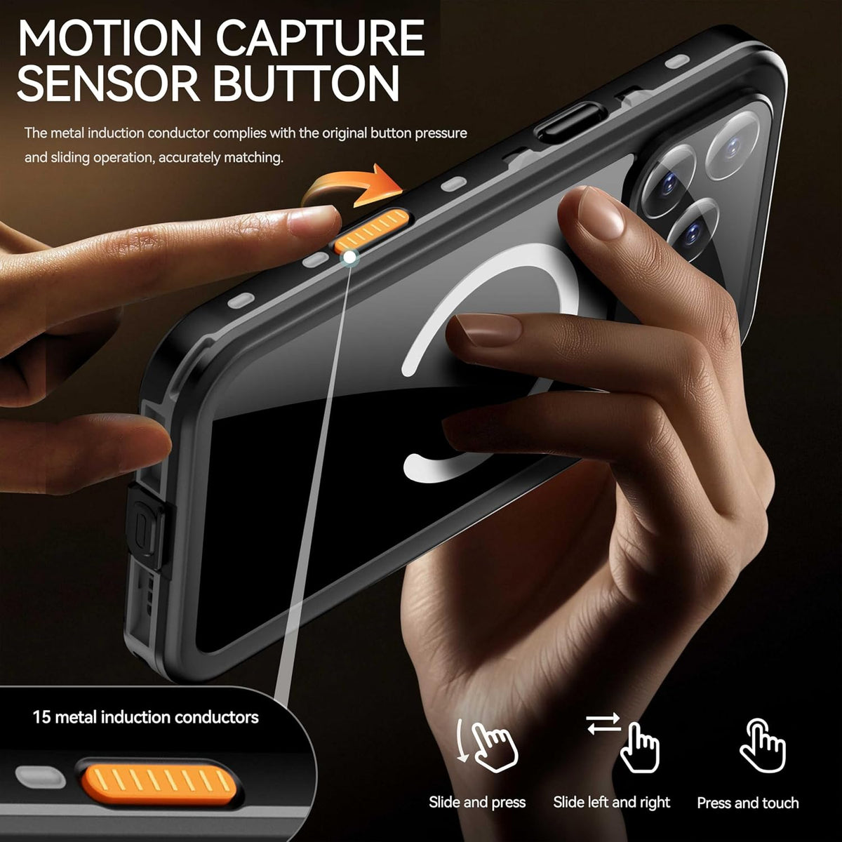 IP68 Waterproof MagSafe Phone Case iPhone 17 Pro Max PC+TPU 