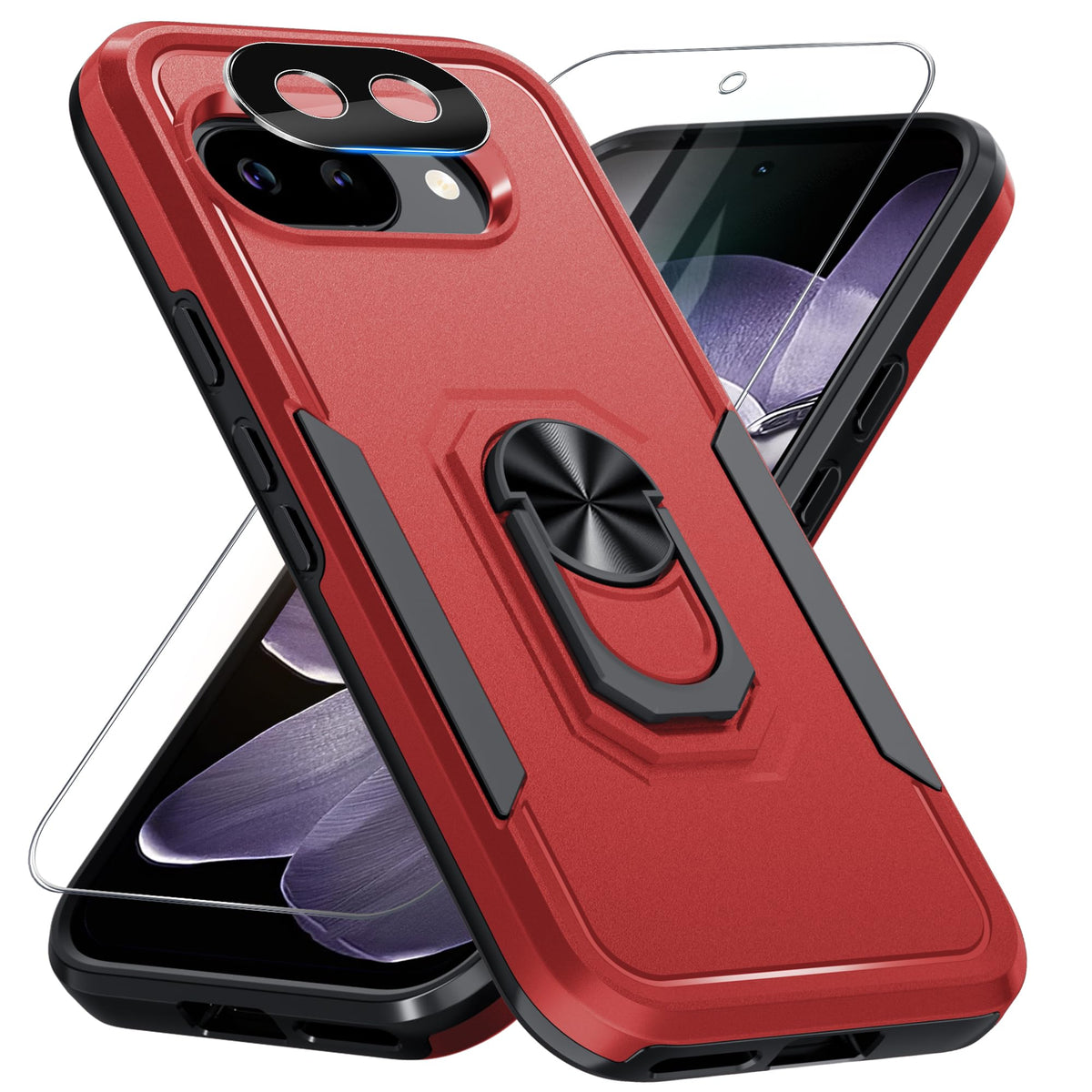 TPU phone case for Google Pixel 10/10 Pro with built-in metal ring holder