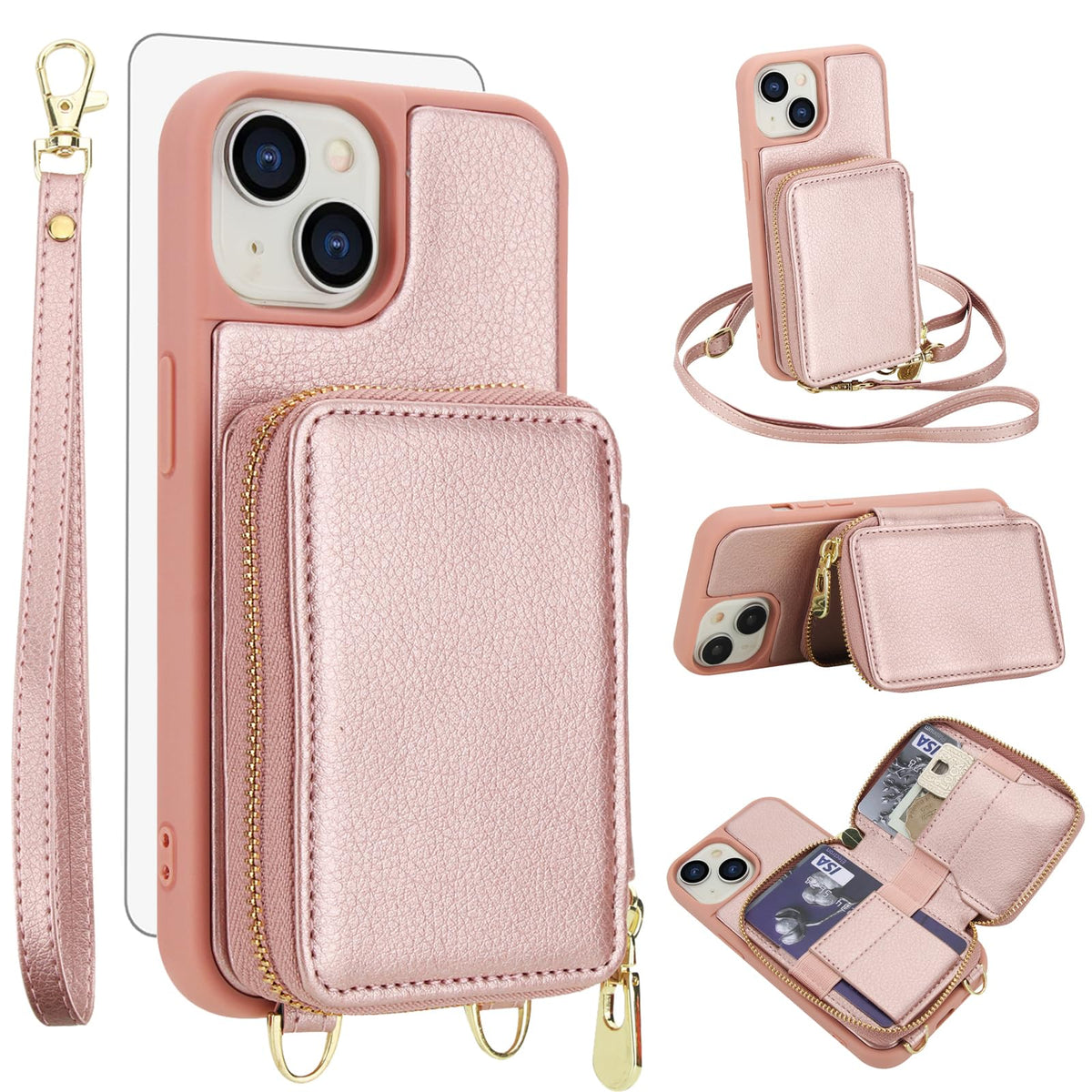 PU+TPU Leather Wallet Case With Screen Protector for iPhone 17 Pro Max