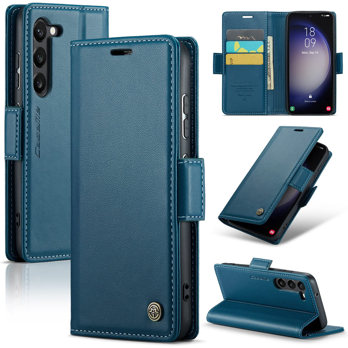 Leather Phone Case for Samsung Galaxy S23 Ultra,  Kickstand Phone Cover