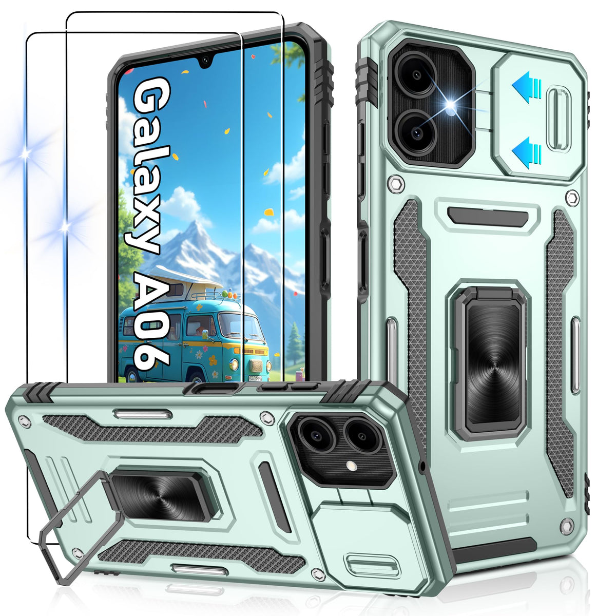 Shockproof phone case for Samsung A26 5G with 2 screen protectors