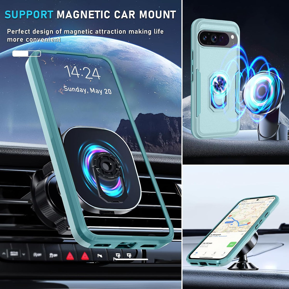 TPU phone case for Google Pixel 10/10 Pro with built-in metal ring holder