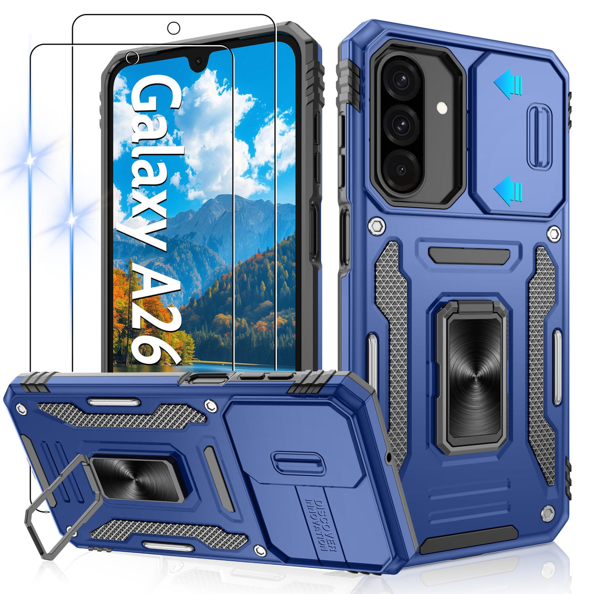 Shockproof phone case for Samsung A26 5G with 2 screen protectors