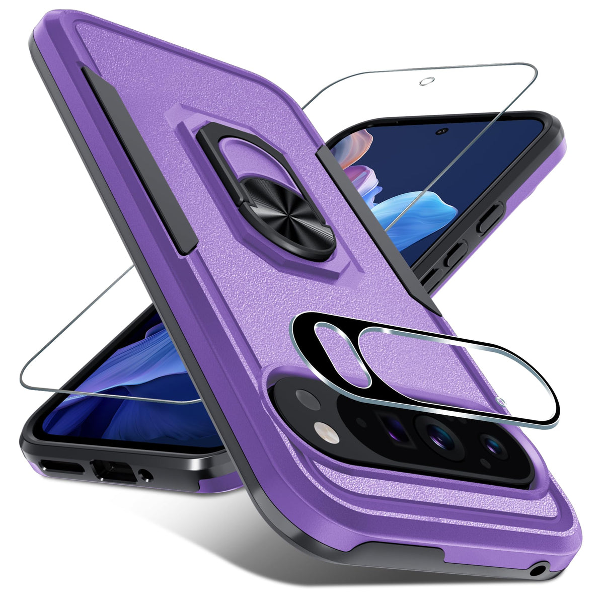 TPU phone case for Google Pixel 10/10 Pro with built-in metal ring holder