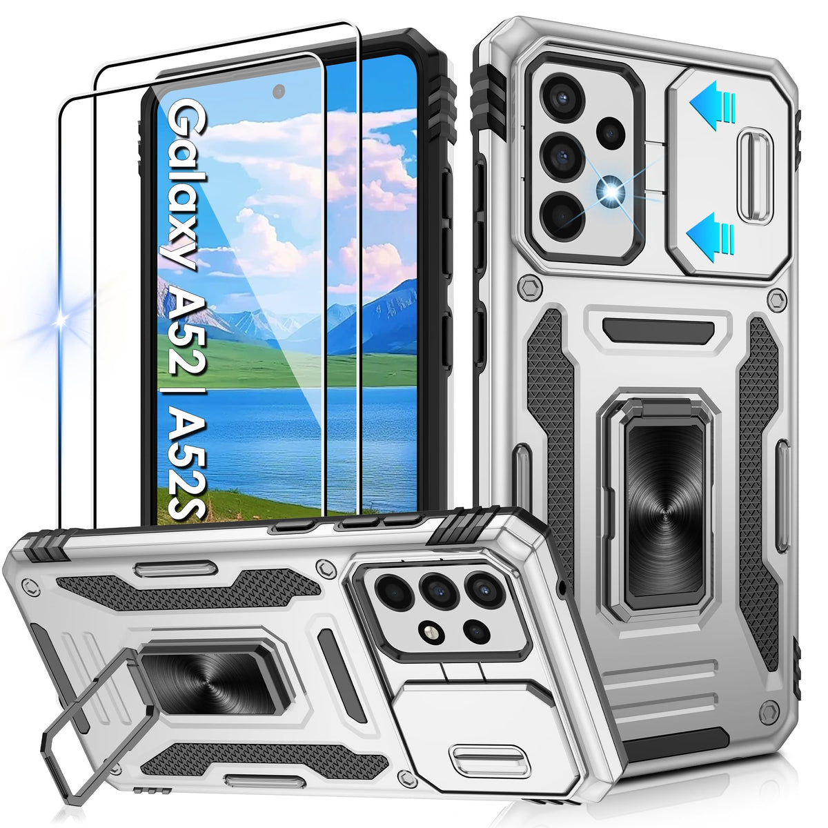 Shockproof phone case for Samsung A26 5G with 2 screen protectors
