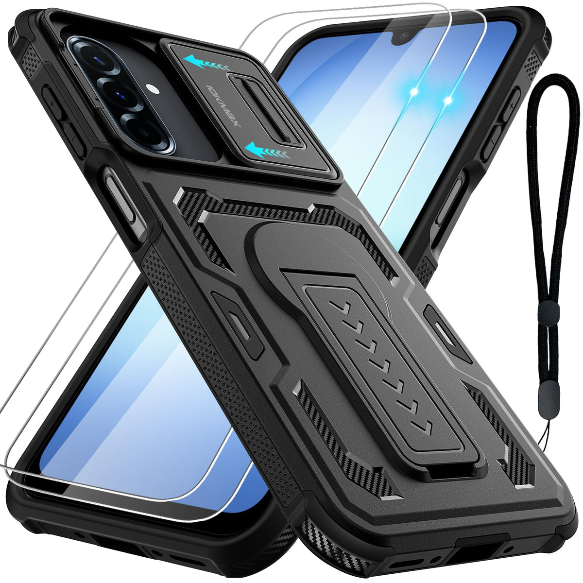 Shockproof phone case for Samsung Galaxy A17/A16/A26-4G/5G, includes 2 screen protectors.