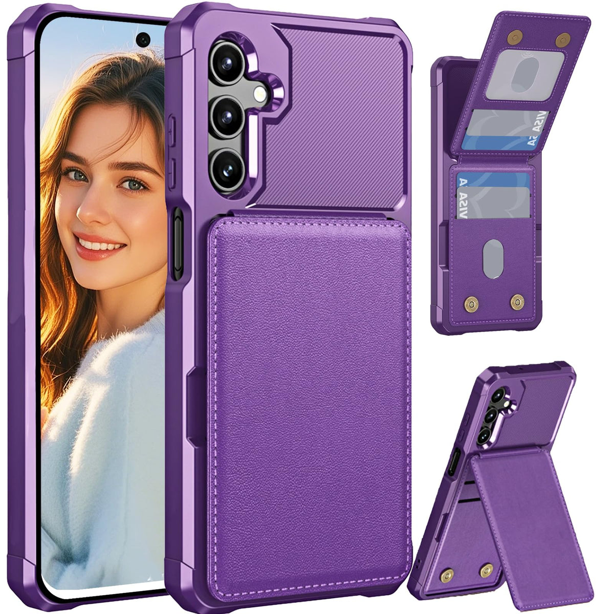 Flip wallet case for Samsung Galaxy A17, military-grade shockproof, with stand