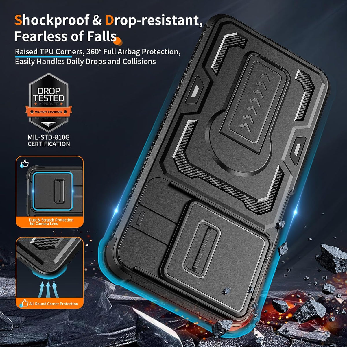 Military-grade shockproof phone case for Moto G 2026 with HD screen p