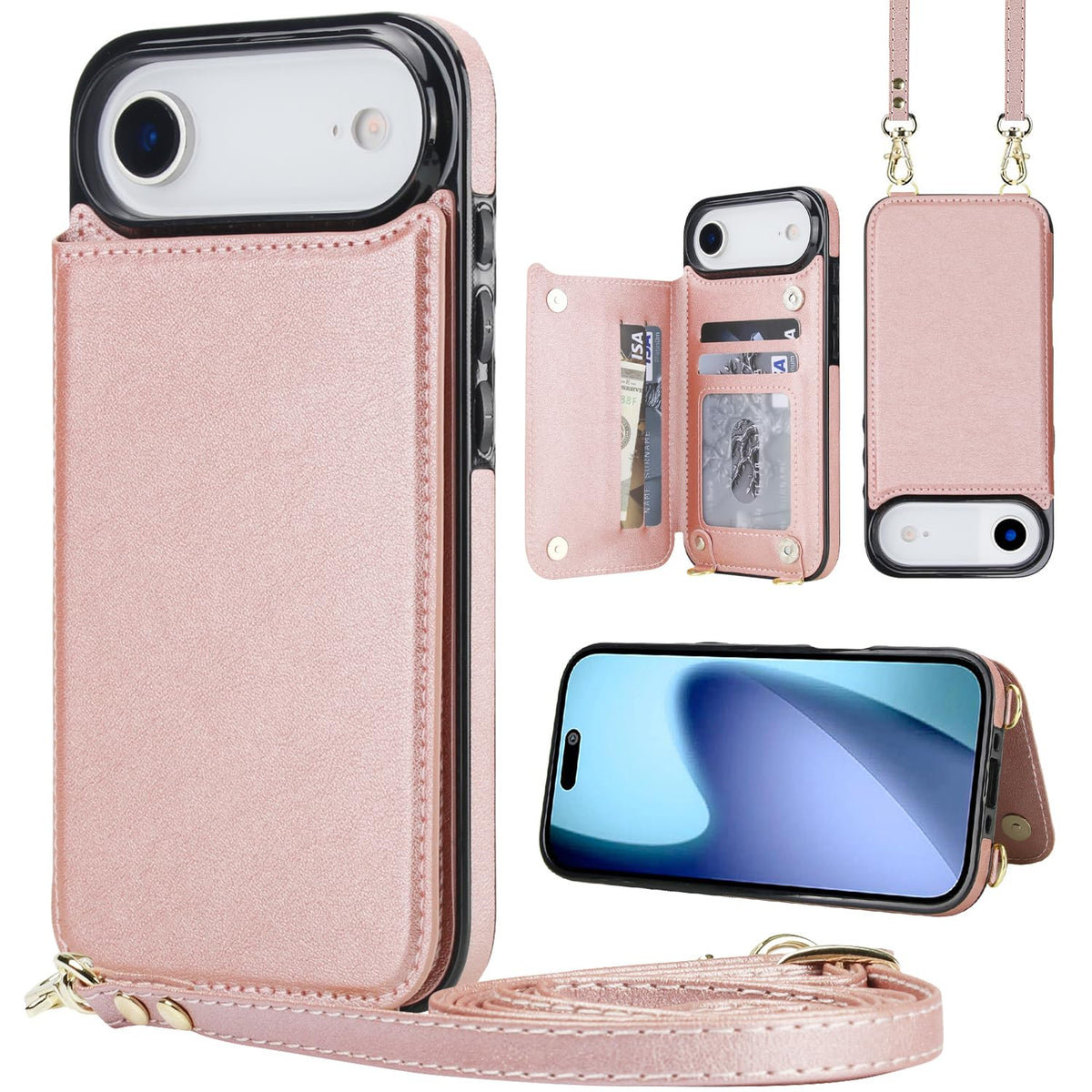 Wallet PU Leather Phone Case for iPhone 17 Pro RFID Blocking 