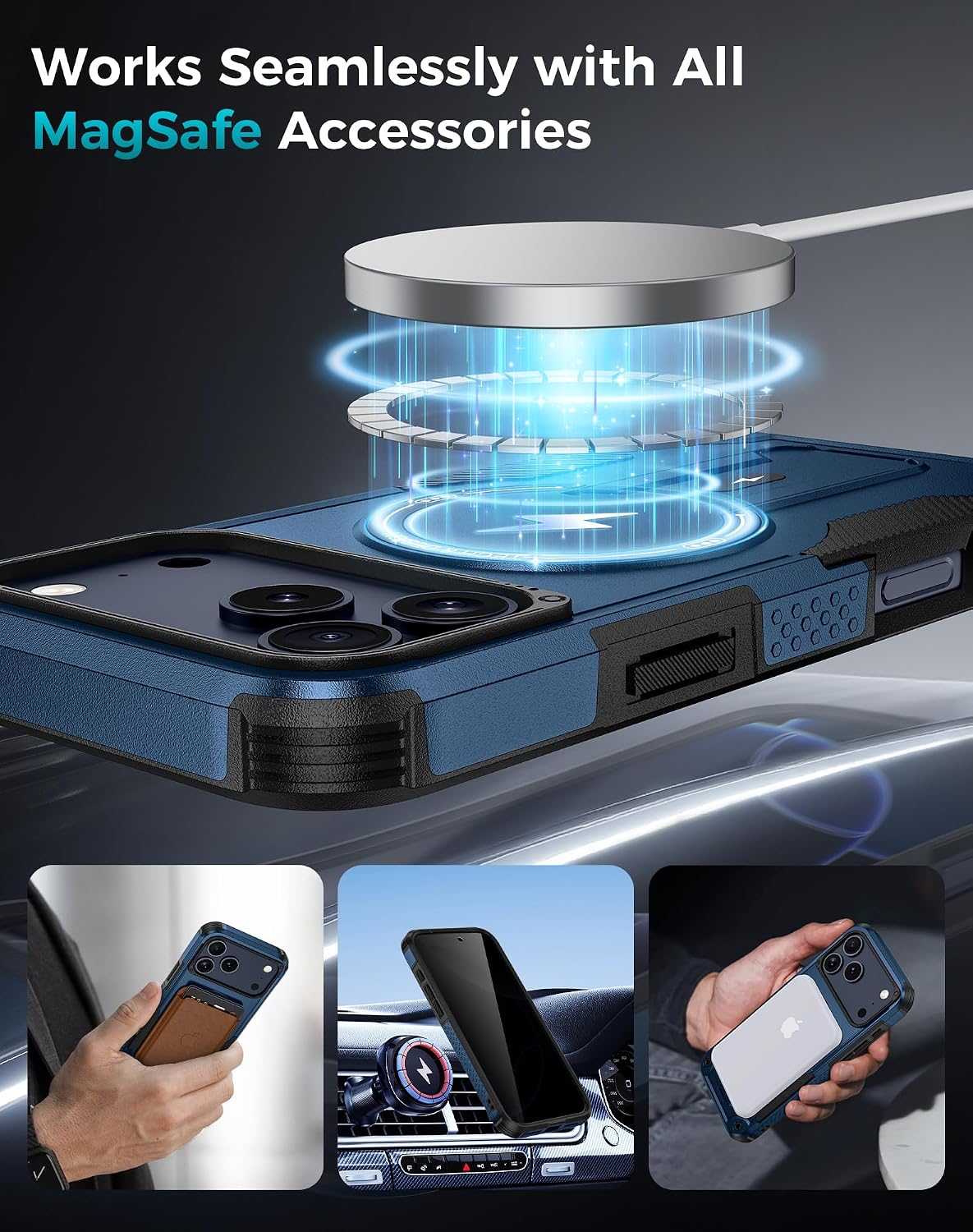 MagSafe Phone Case with Stand for iPhone 17 Pro Max, Anti-Peep & Lens Protector