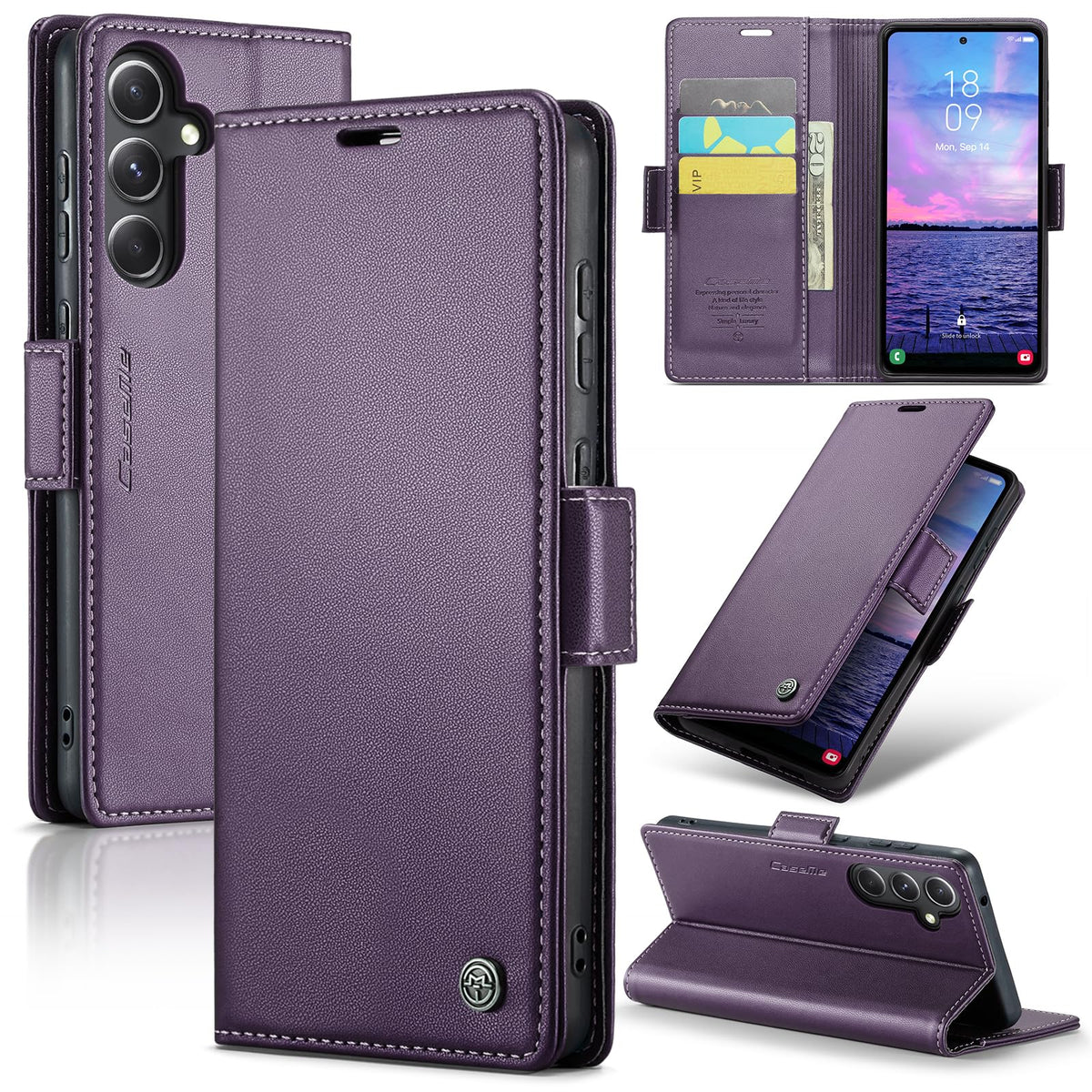 Leather Phone Case for Samsung Galaxy S23 Ultra,  Kickstand Phone Cover