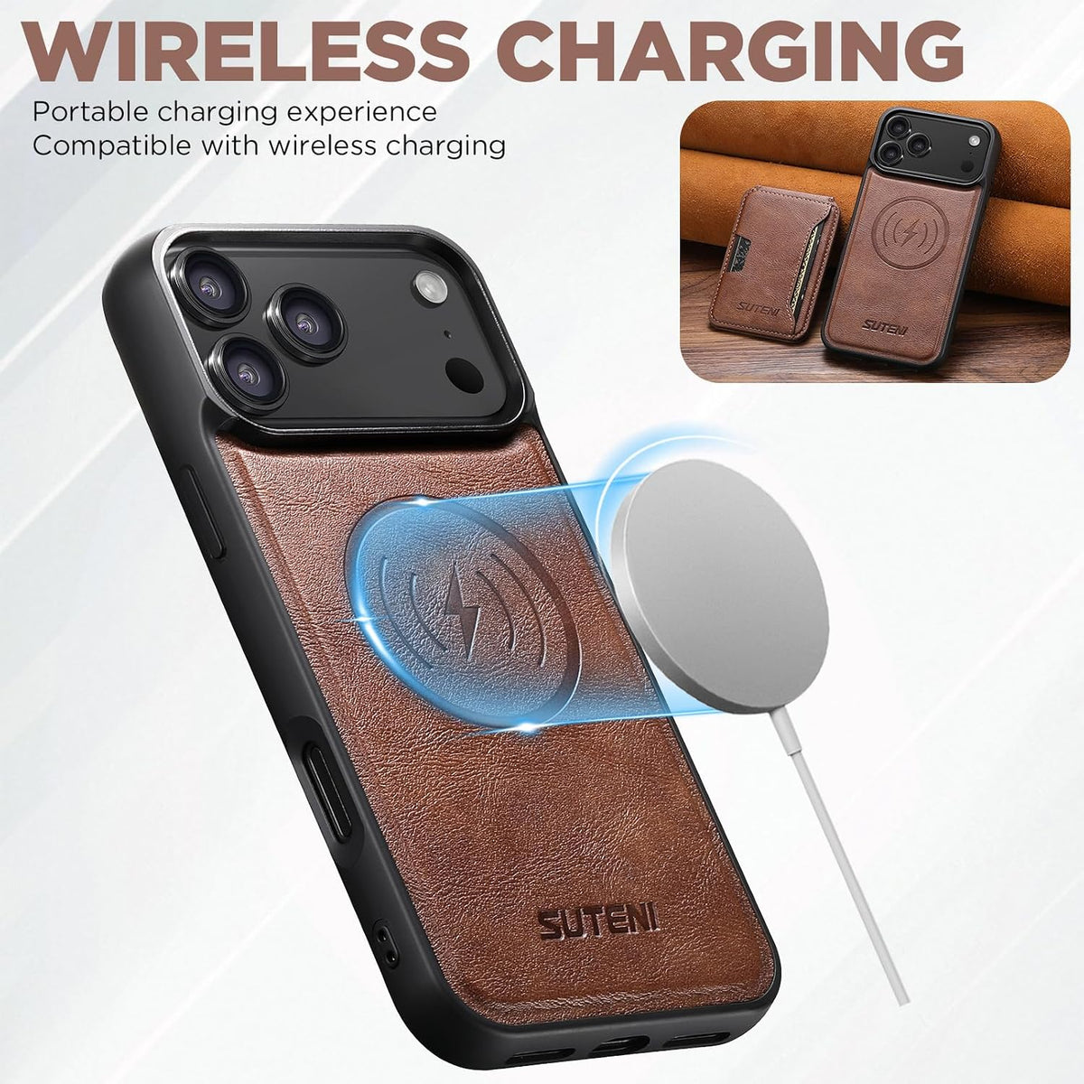 MagSafe Genuine Leather Shockproof Phone Case for iPhone 17 Pro Max