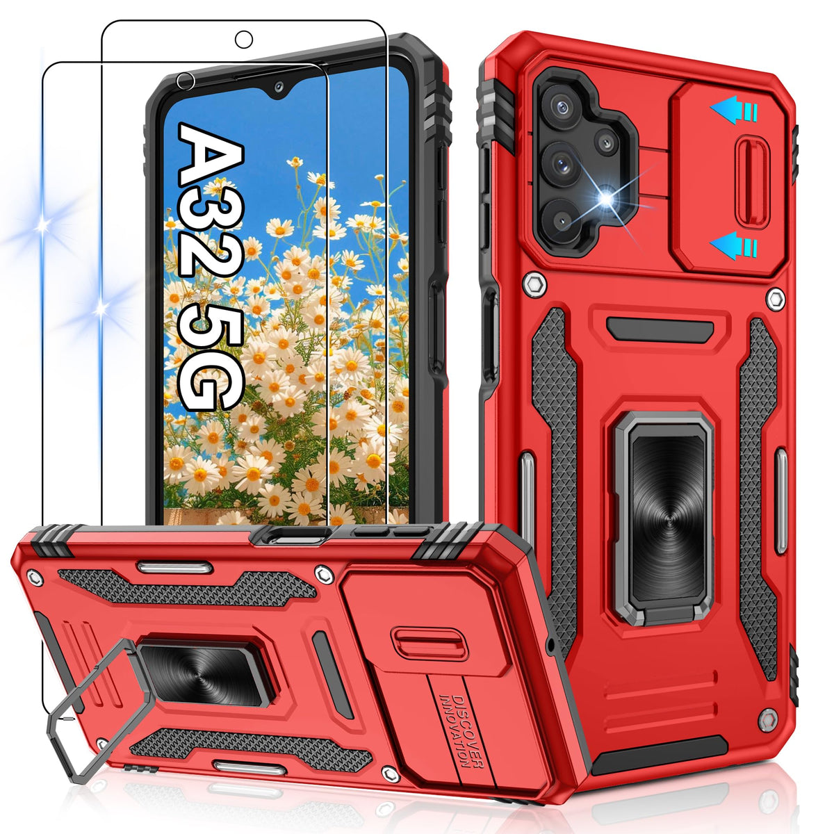 Shockproof phone case for Samsung A26 5G with 2 screen protectors