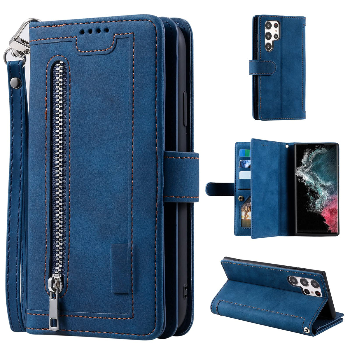 Wallet-style leather phone case for Samsung Galaxy S26 Ultra, retro style