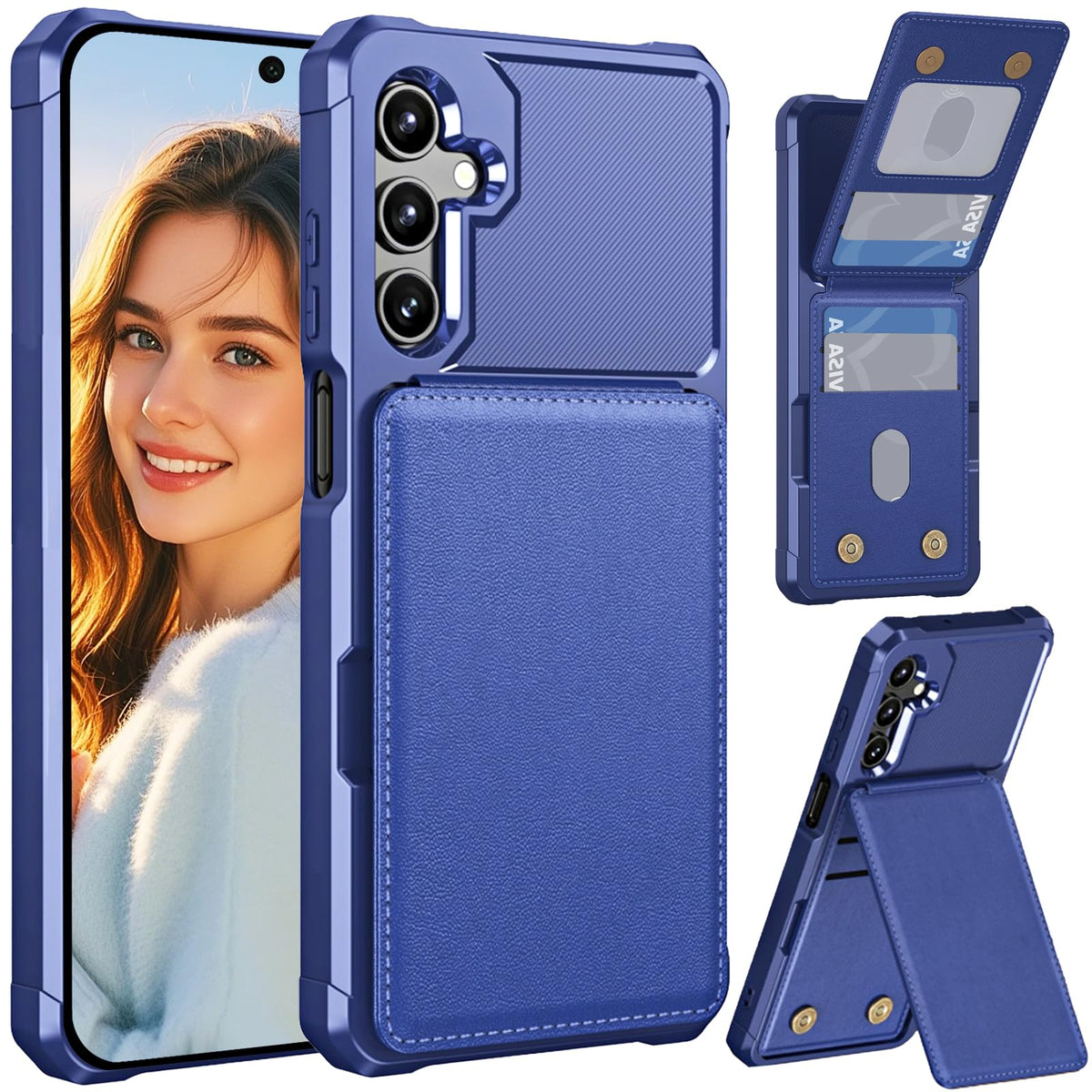 Flip wallet case for Samsung Galaxy A17, military-grade shockproof, with stand