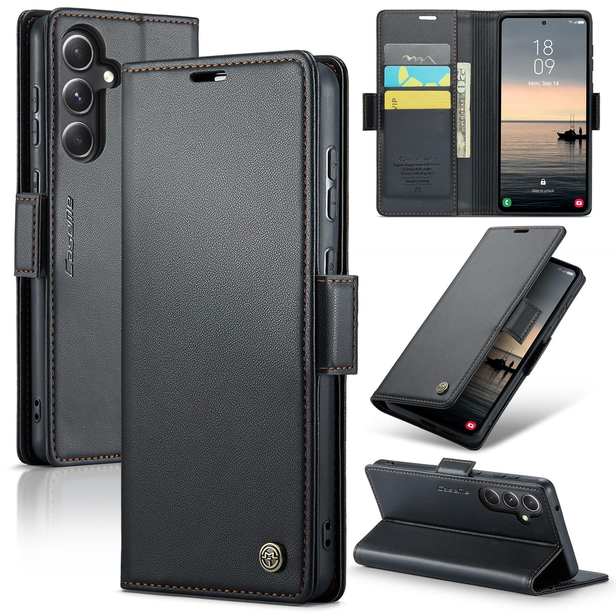 Leather Phone Case for Samsung Galaxy S23 Ultra,  Kickstand Phone Cover