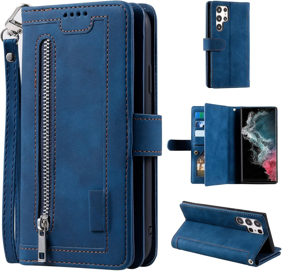 Wallet-style leather phone case for Samsung Galaxy S26 Ultra, retro style