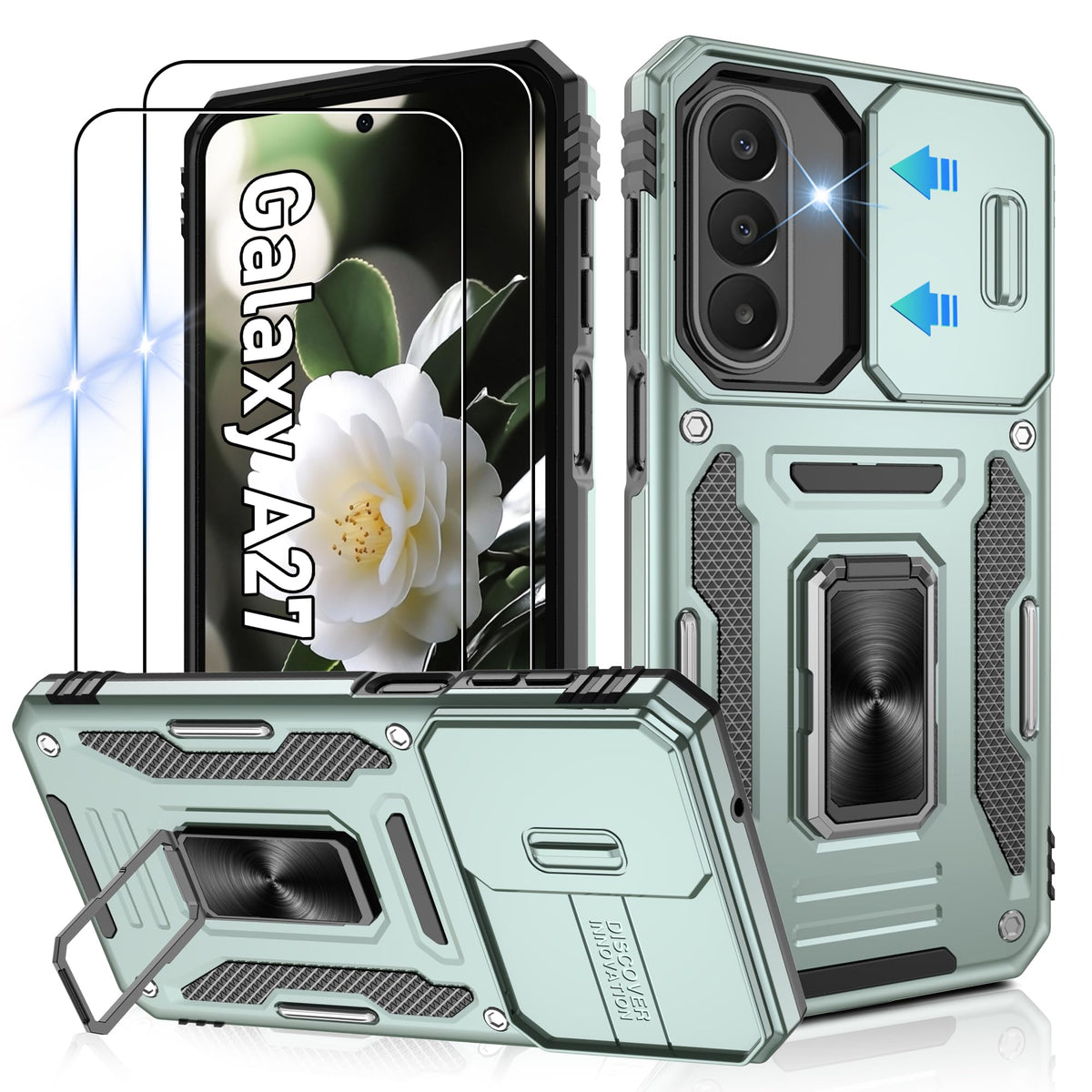 Shockproof phone case for Samsung A26 5G with 2 screen protectors