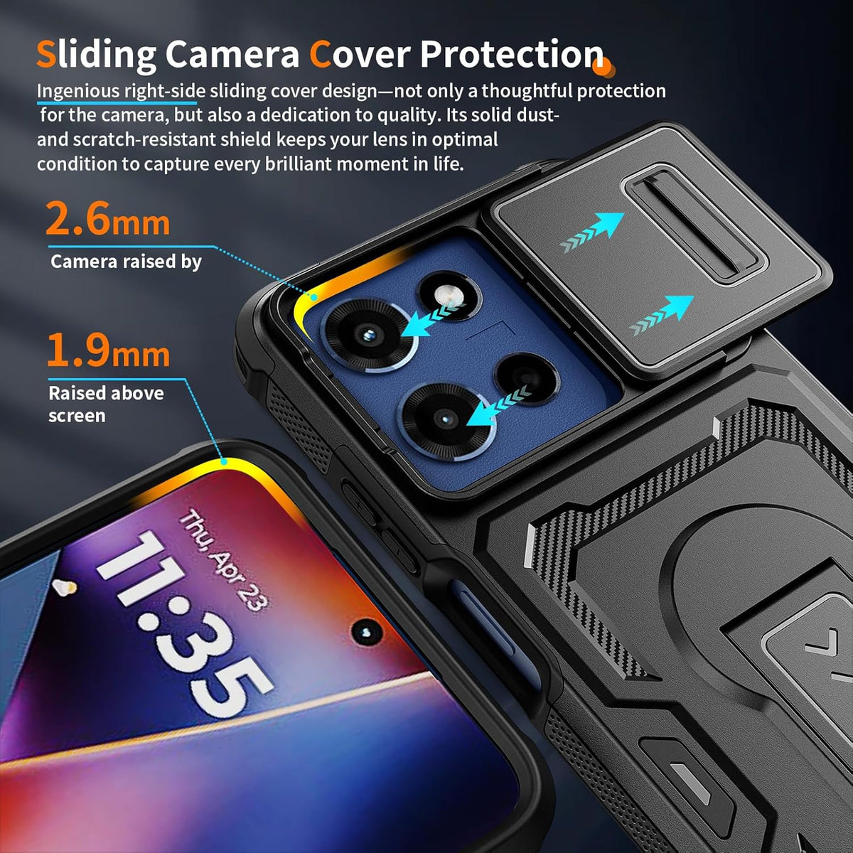 Military-grade shockproof phone case for Moto G 2026 with HD screen p