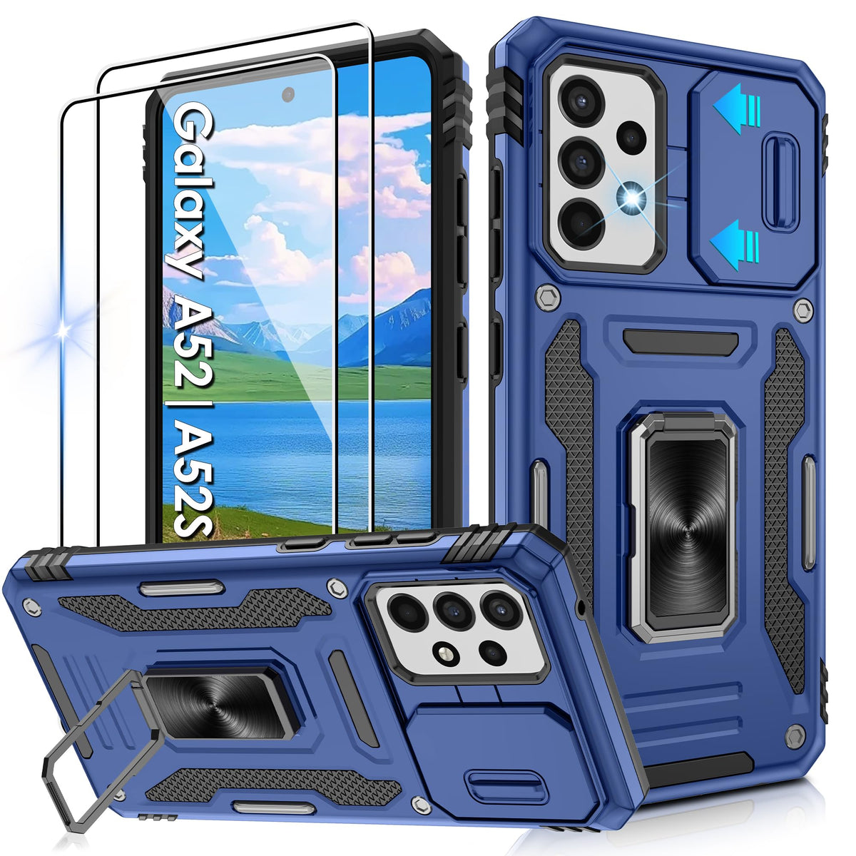 Shockproof phone case for Samsung A26 5G with 2 screen protectors